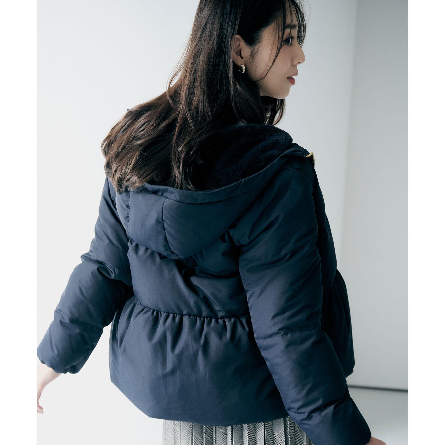 KAWADAダウンペプラムショートコート【撥水/洗濯機OK/静電気防止裏地