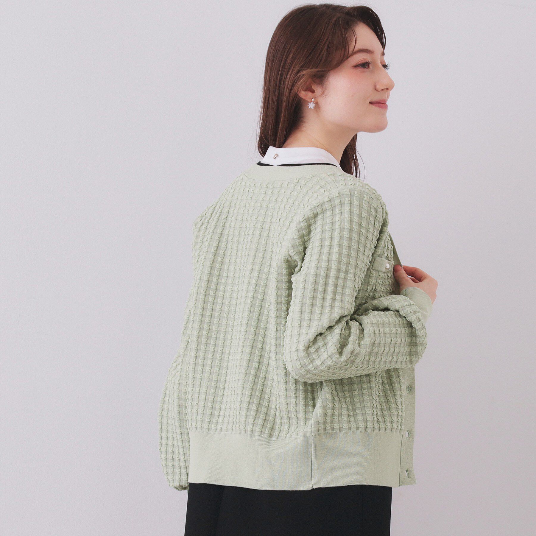 index「チェックジャカードカーディガン【洗濯機OK】」|カーディガン|