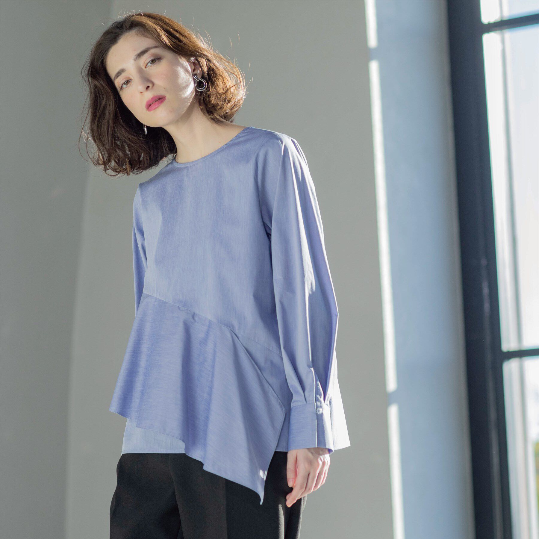 OPAQUE.CLIP「アシメフリルブラウス」|シャツ・ブラウス|