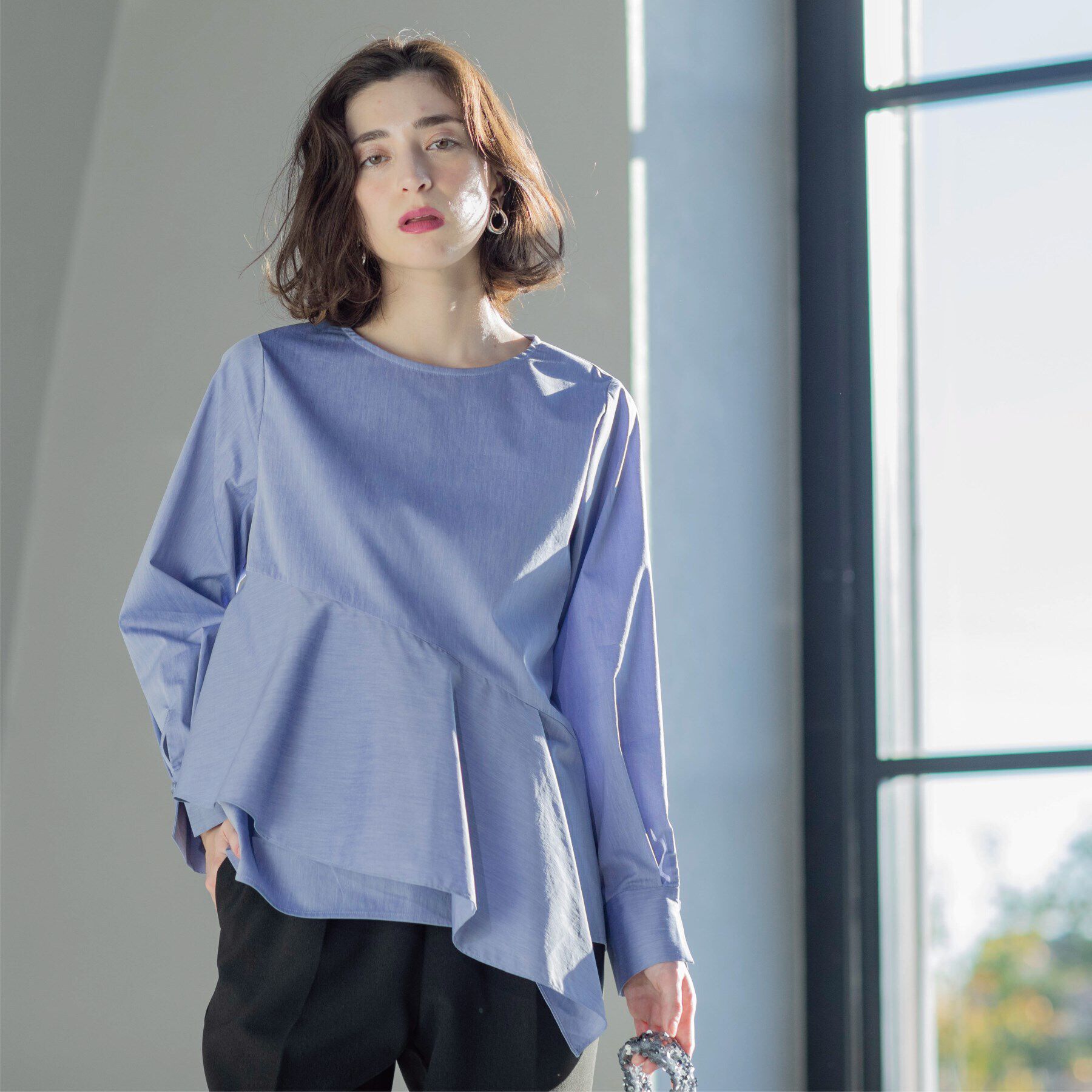 OPAQUE.CLIP「アシメフリルブラウス」|シャツ・ブラウス|