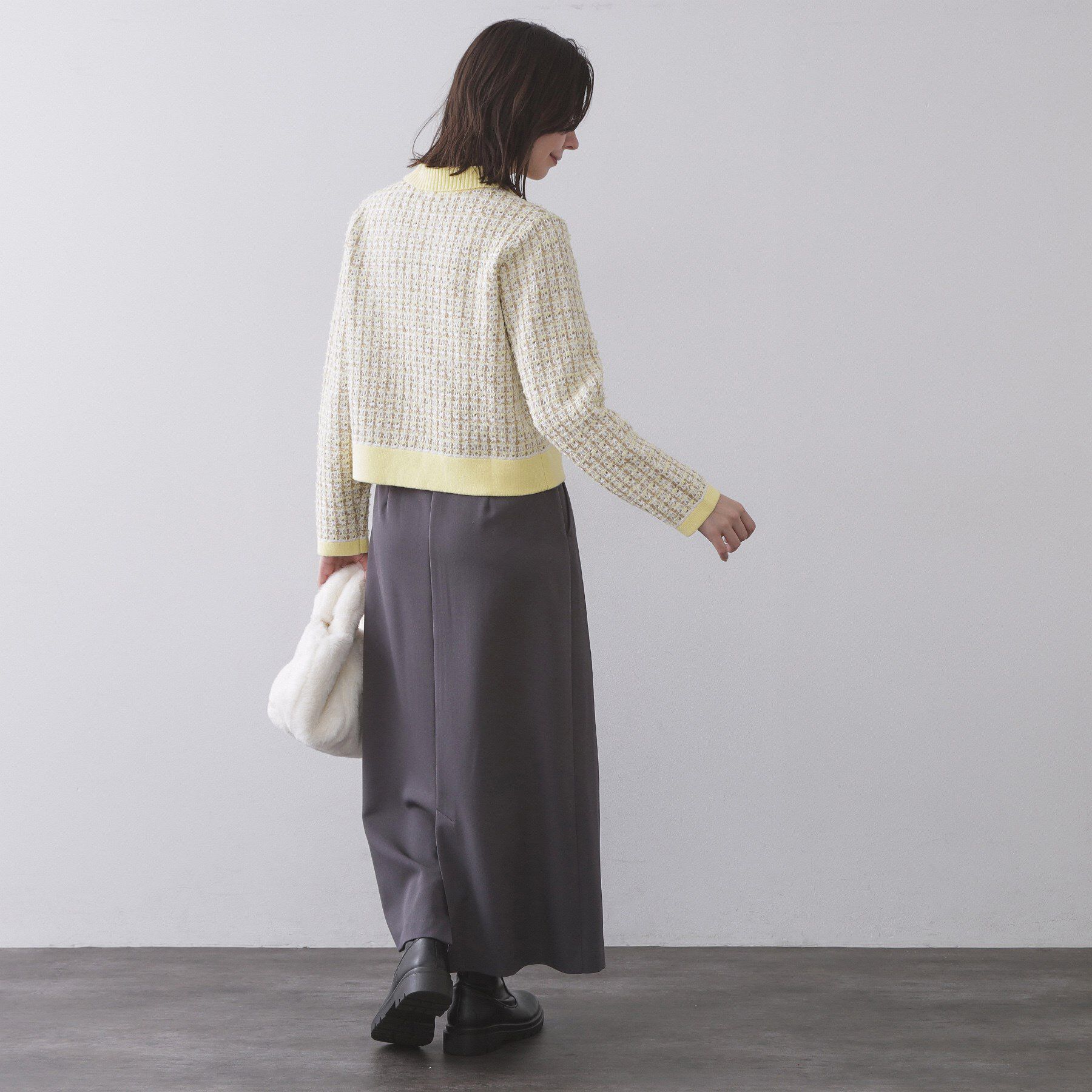 OPAQUE.CLIP「ツイードライクZIPニットカーディガン」|カーディガン|