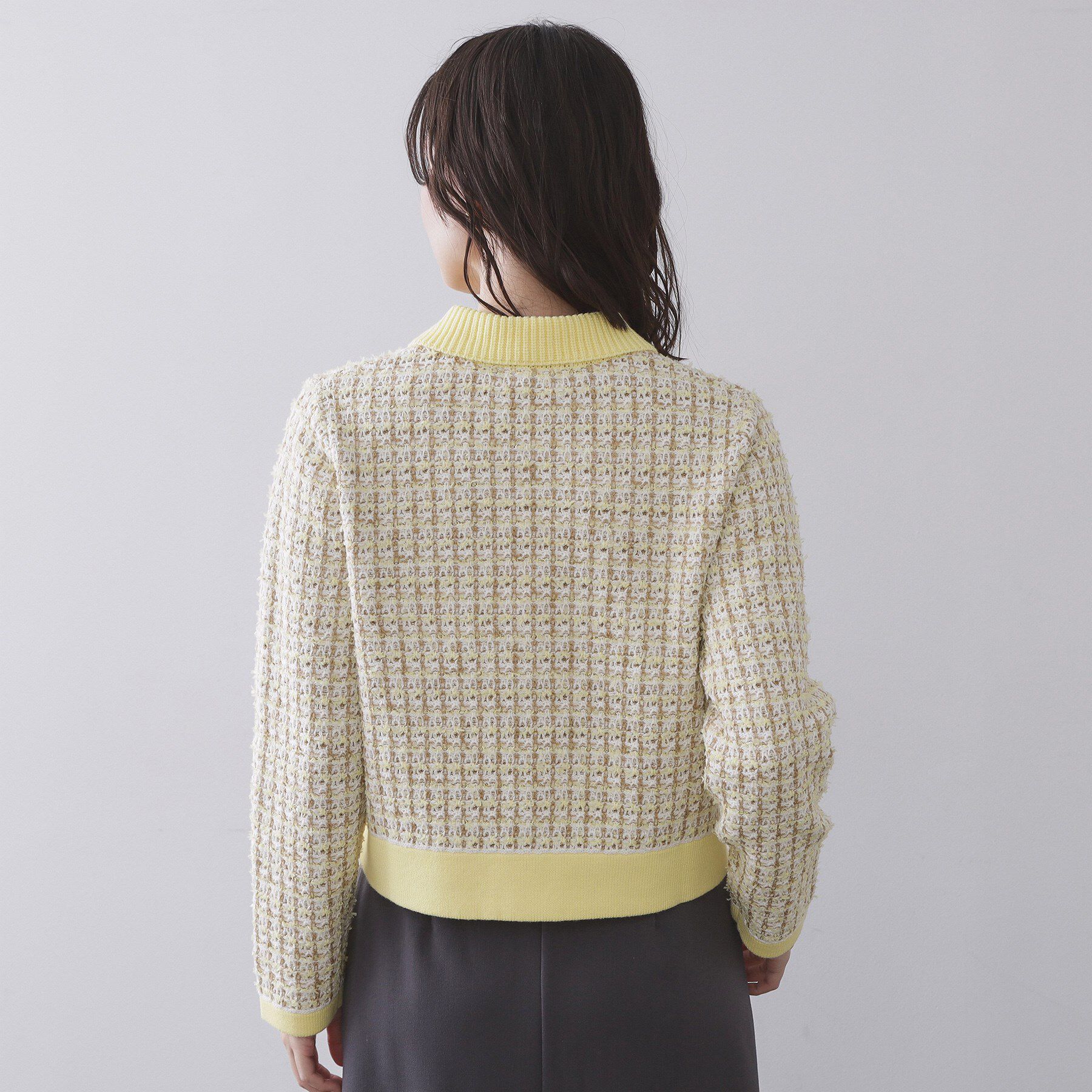 OPAQUE.CLIP「ツイードライクZIPニットカーディガン」|カーディガン|