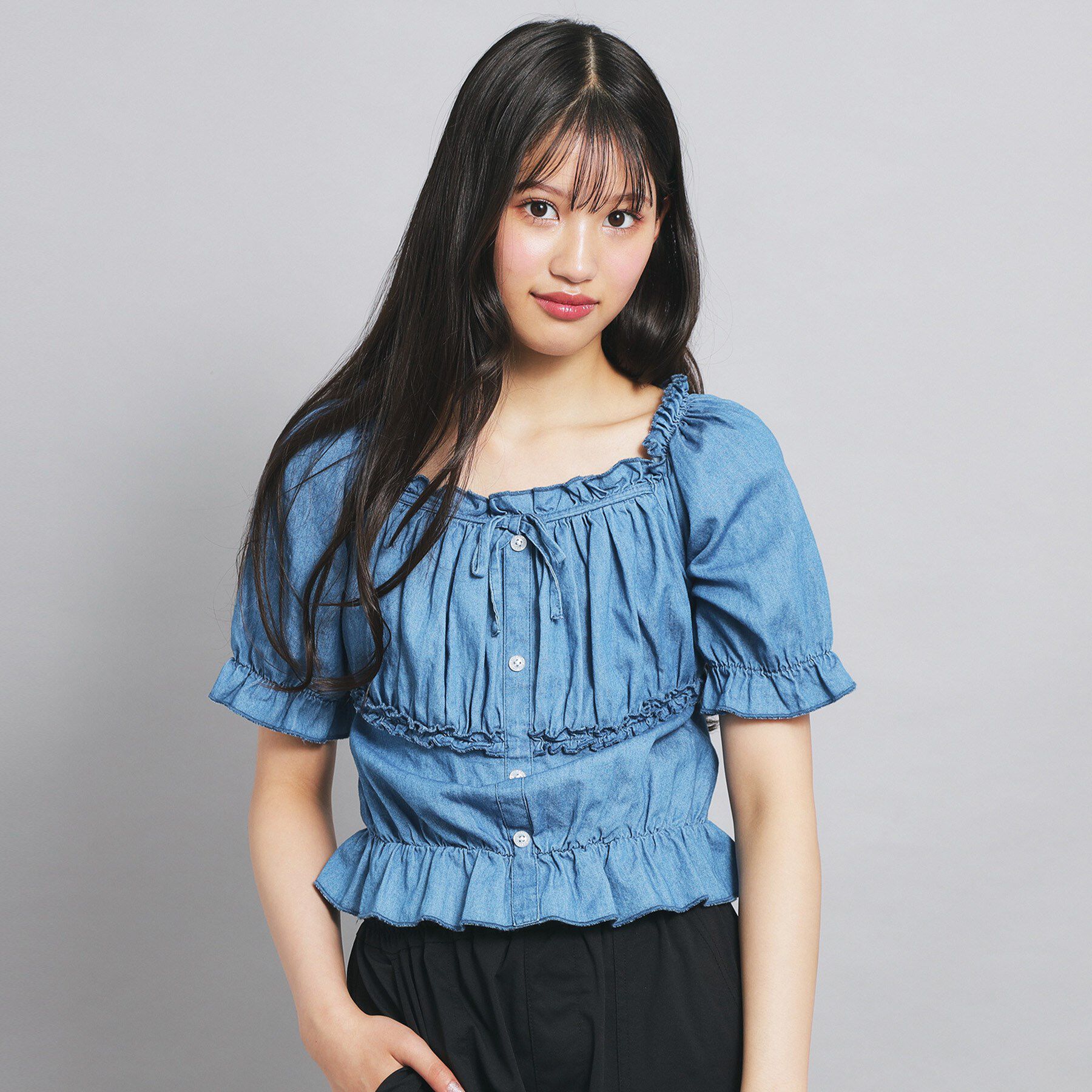PINK-latte「オフショル2WAYブラウス」|シャツ・ブラウス|ブルー(493)