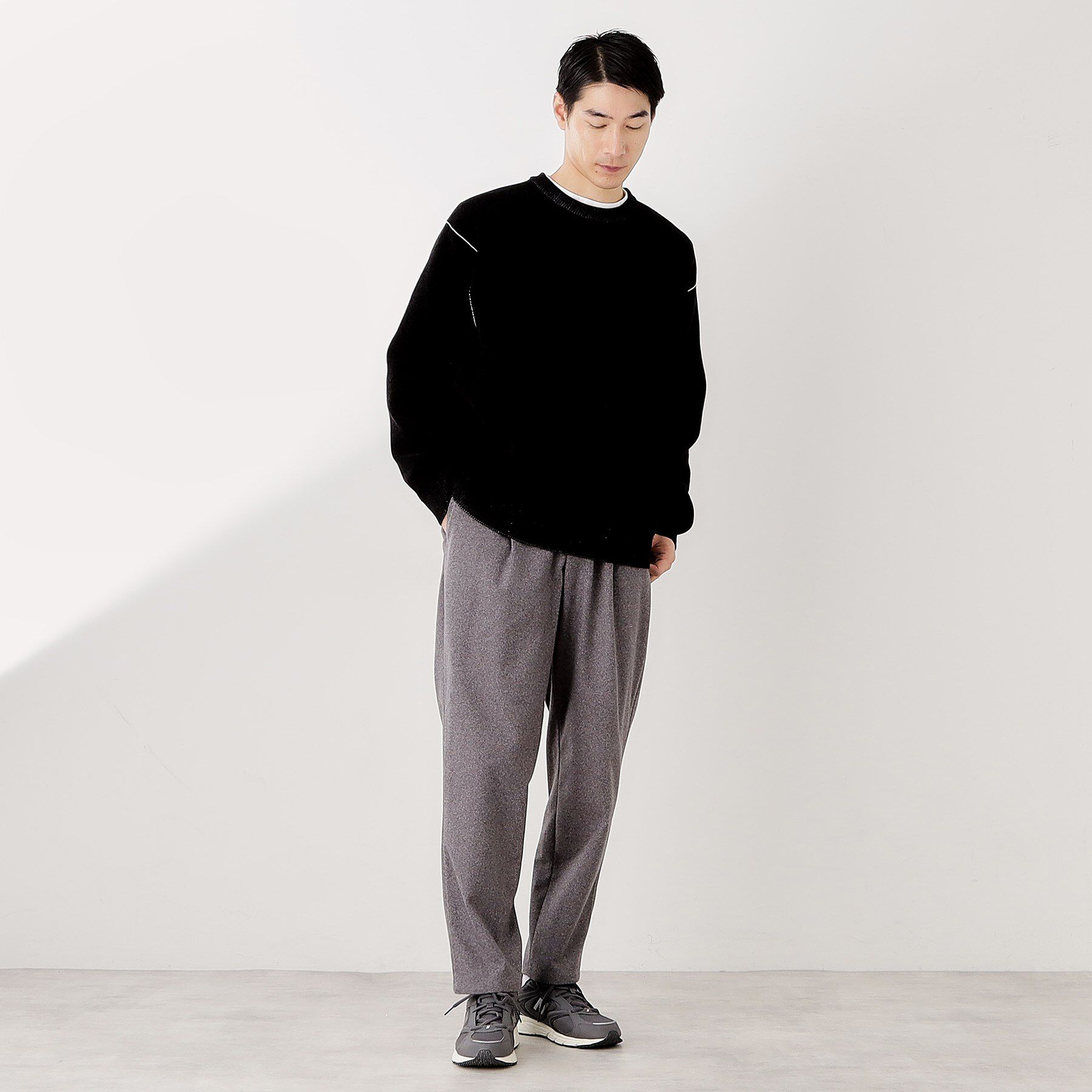 THE SHOP TK「【包み込まれるような柔らかさ】配色モールニット 洗濯機OK」|ニット・セーター|