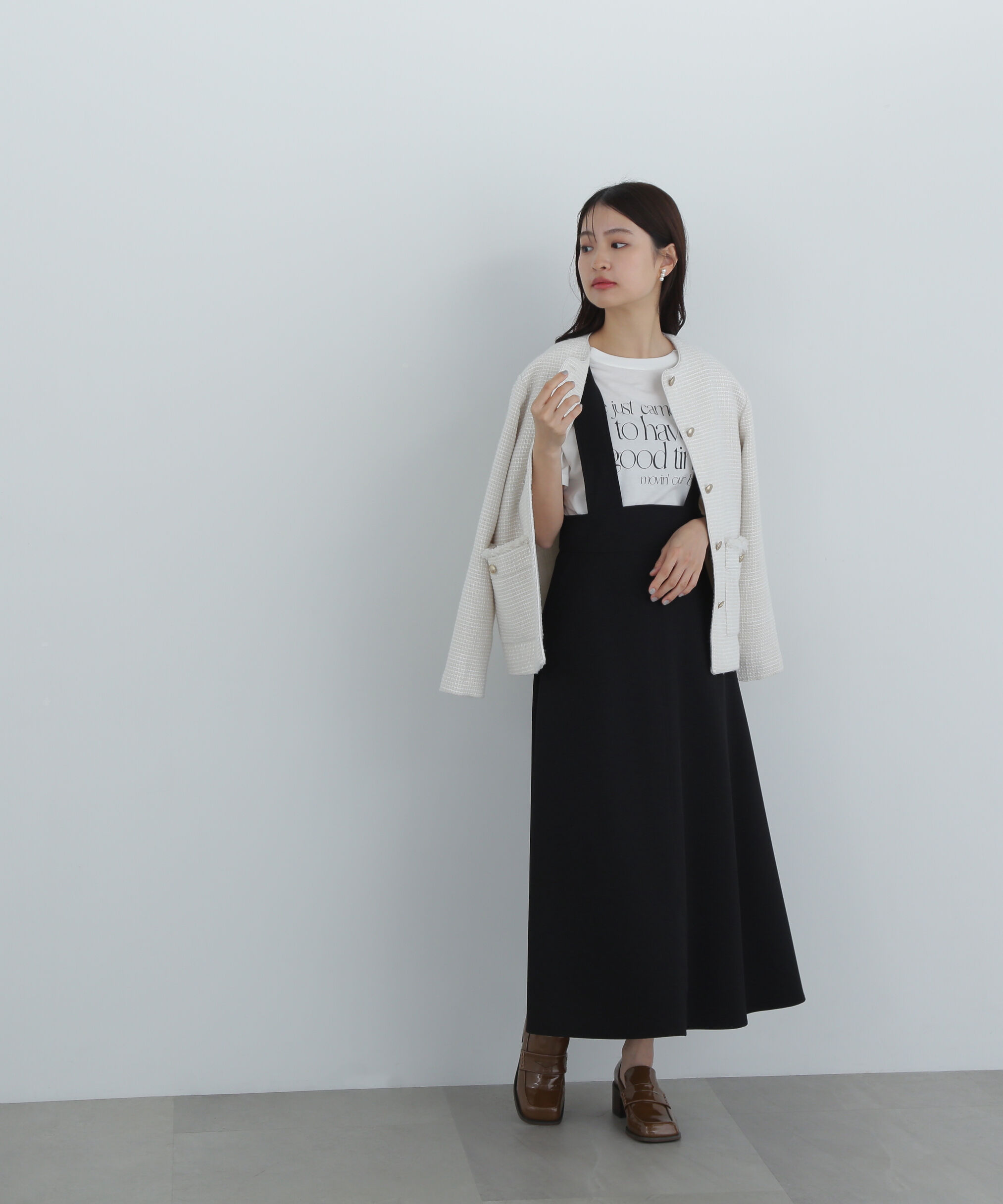  「パイピングノーカラーツイードブルゾン」|ブルゾン・スタジャン|