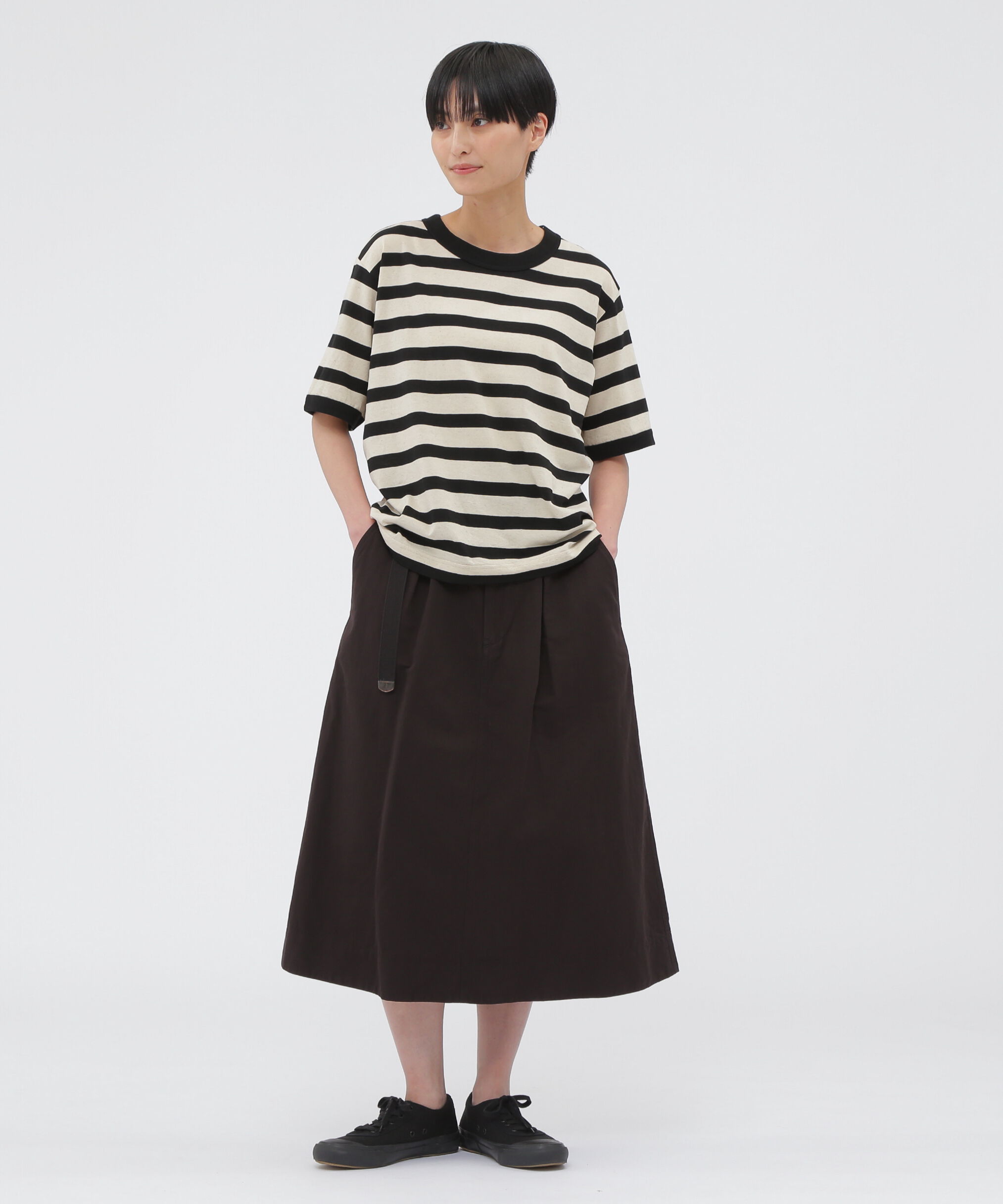 MHL.「LIGHTWEIGHT COTTON LINEN TWILL SKIRT」|スカート|DARK BROWN2