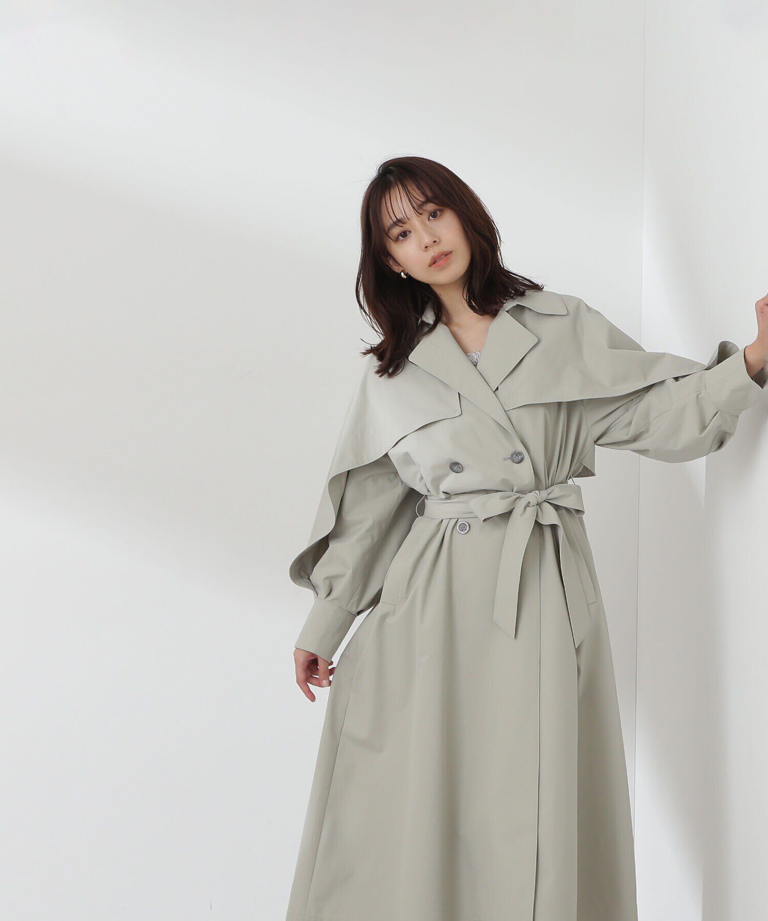  「レイヤースリーブトレンチコート」|その他|ライトカーキ