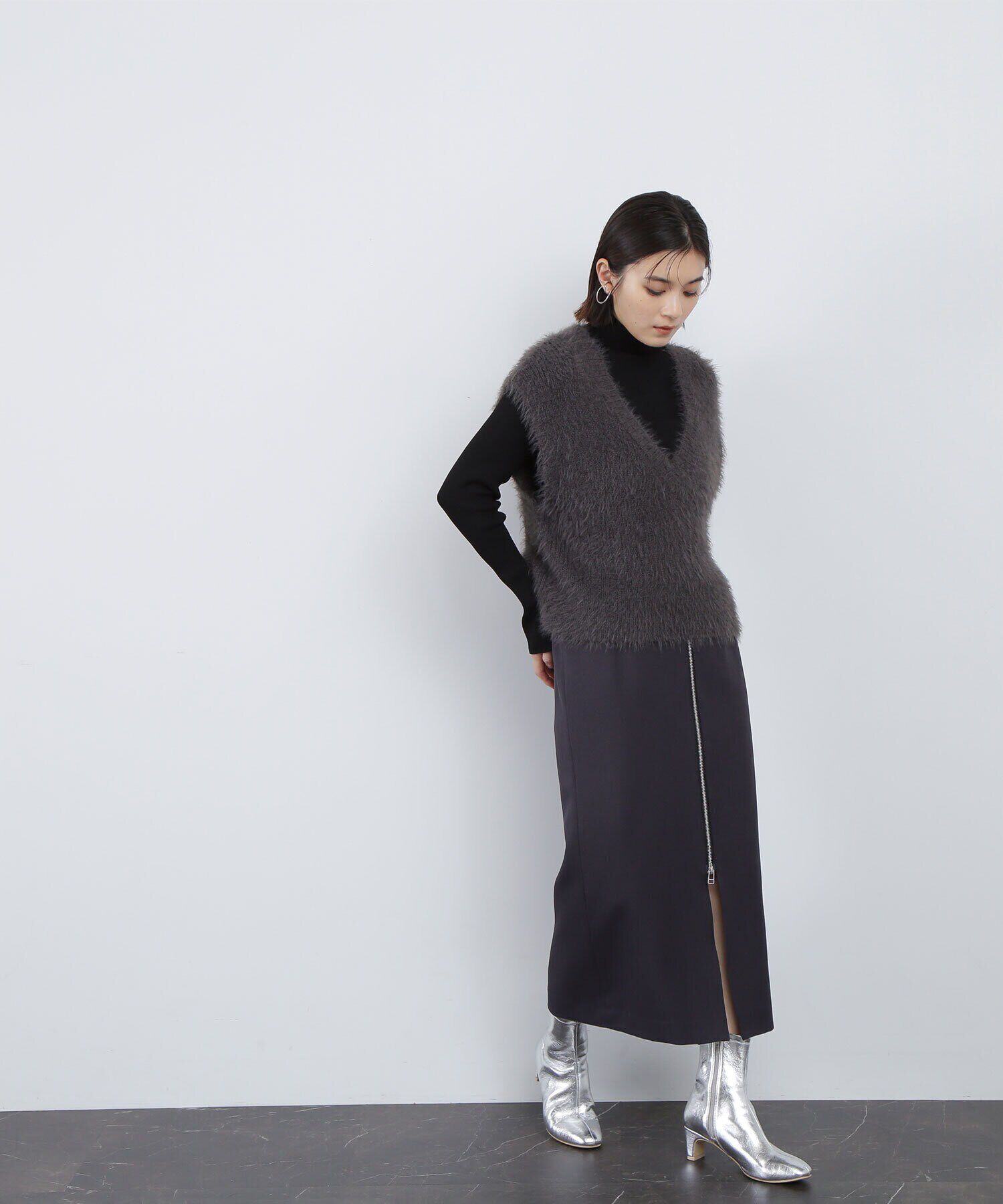  「フロントジップナロースカート」|スカート|