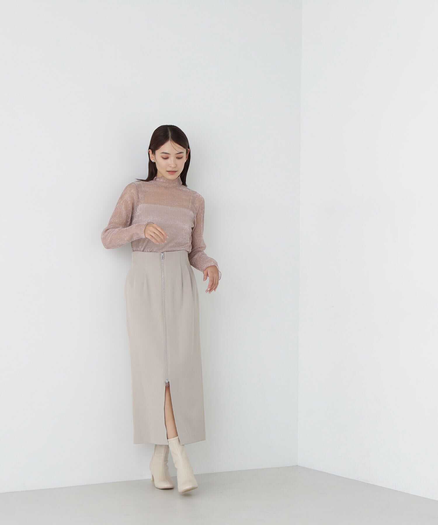  「フロントジップナロースカート」|スカート|