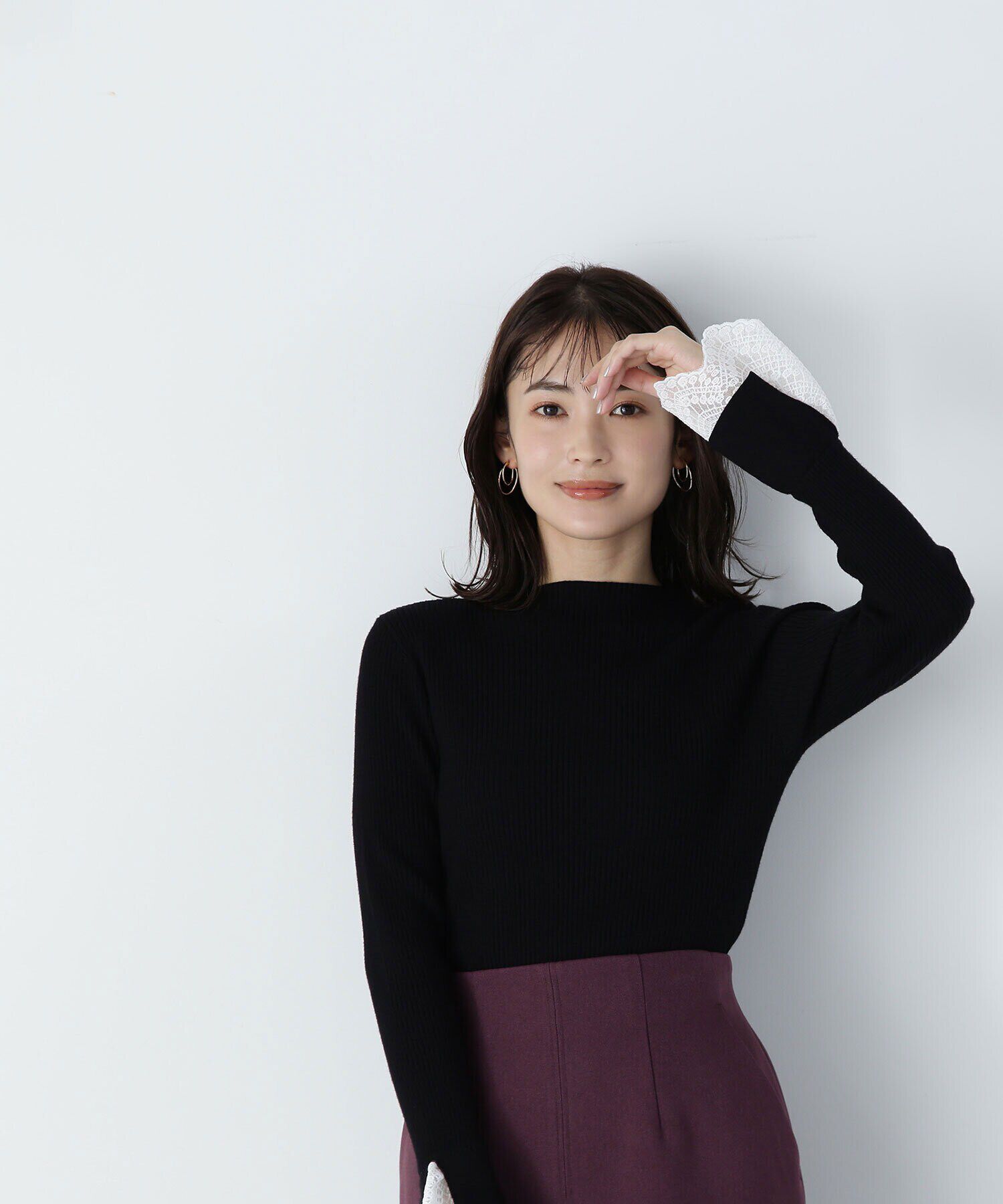  「レースカフスリブニット　24AW」|ニット・セーター|クロ