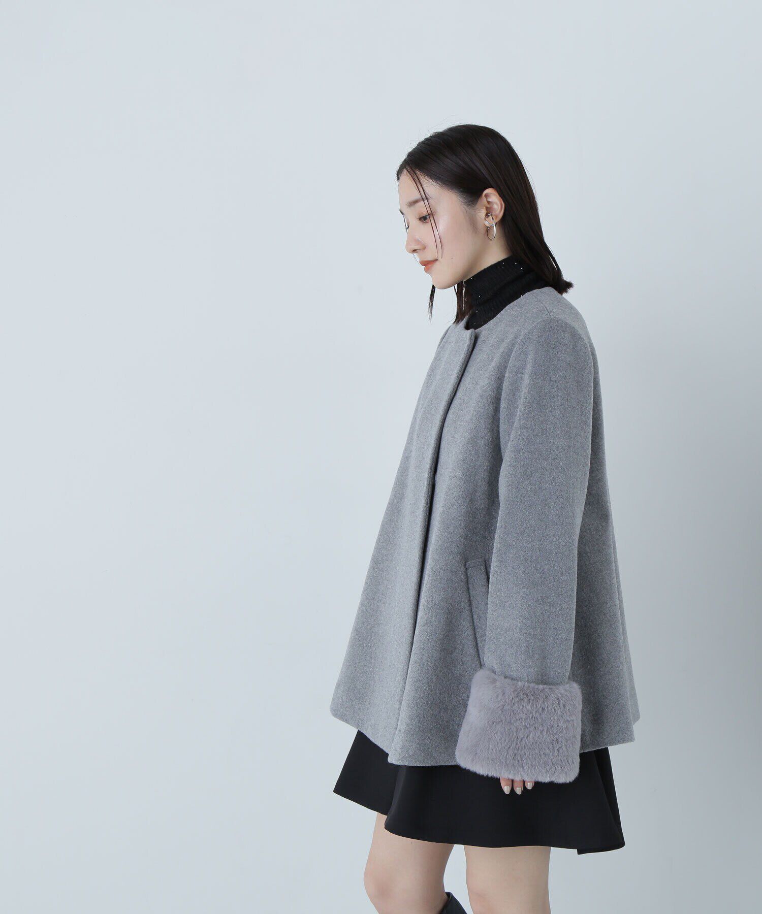  「フェイクファースリーブハーフコート　24AW」|ブルゾン・スタジャン|