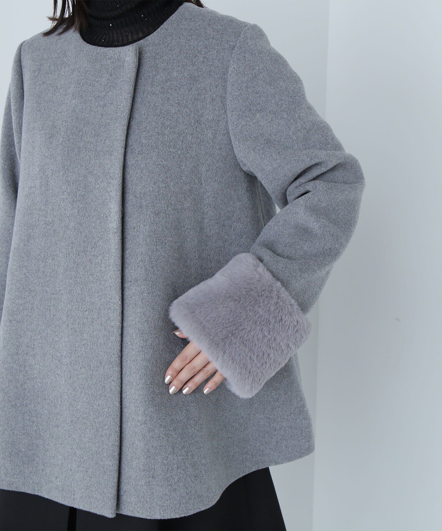  「フェイクファースリーブハーフコート　24AW」|ブルゾン・スタジャン|