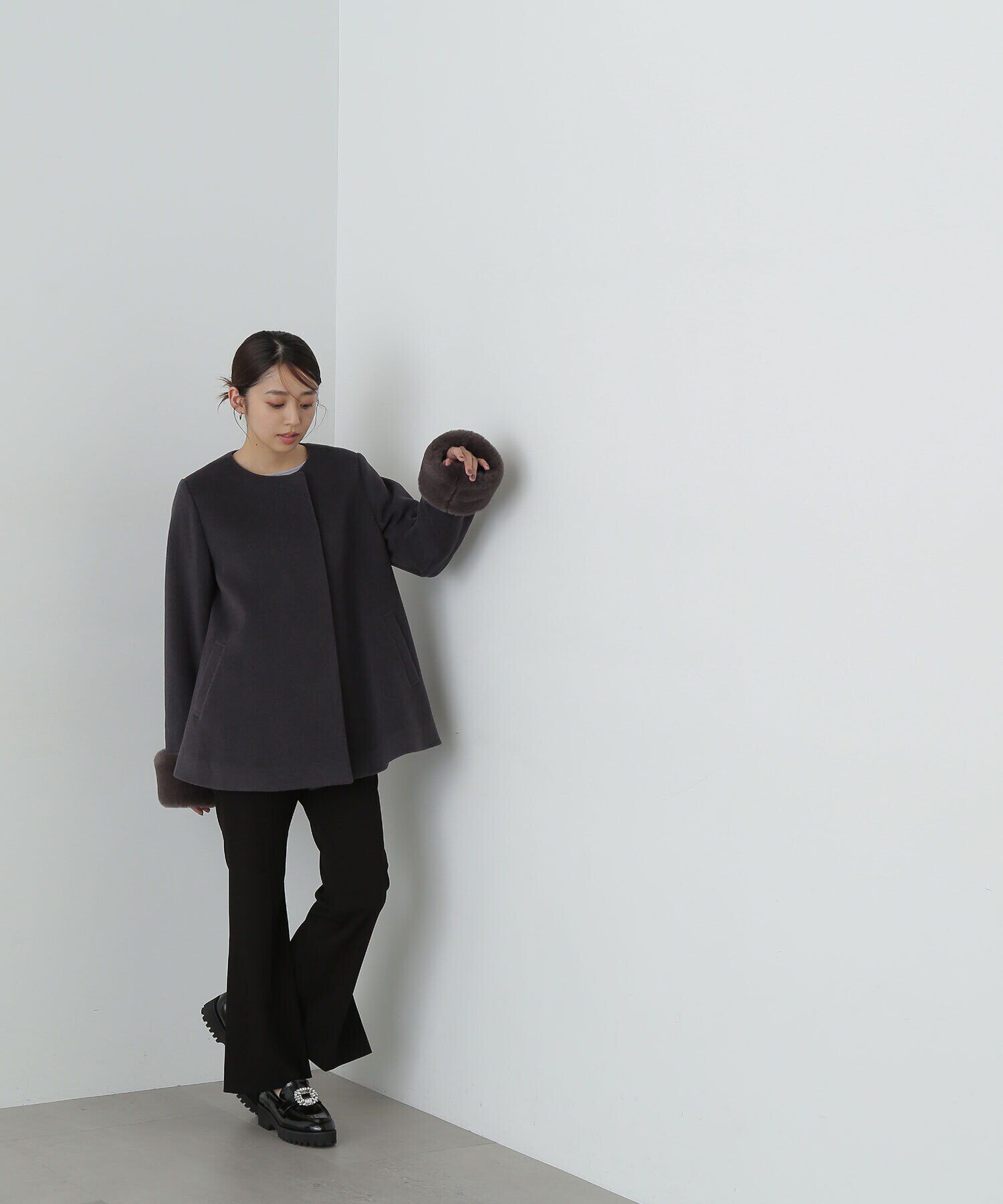  「フェイクファースリーブハーフコート　24AW」|ブルゾン・スタジャン|