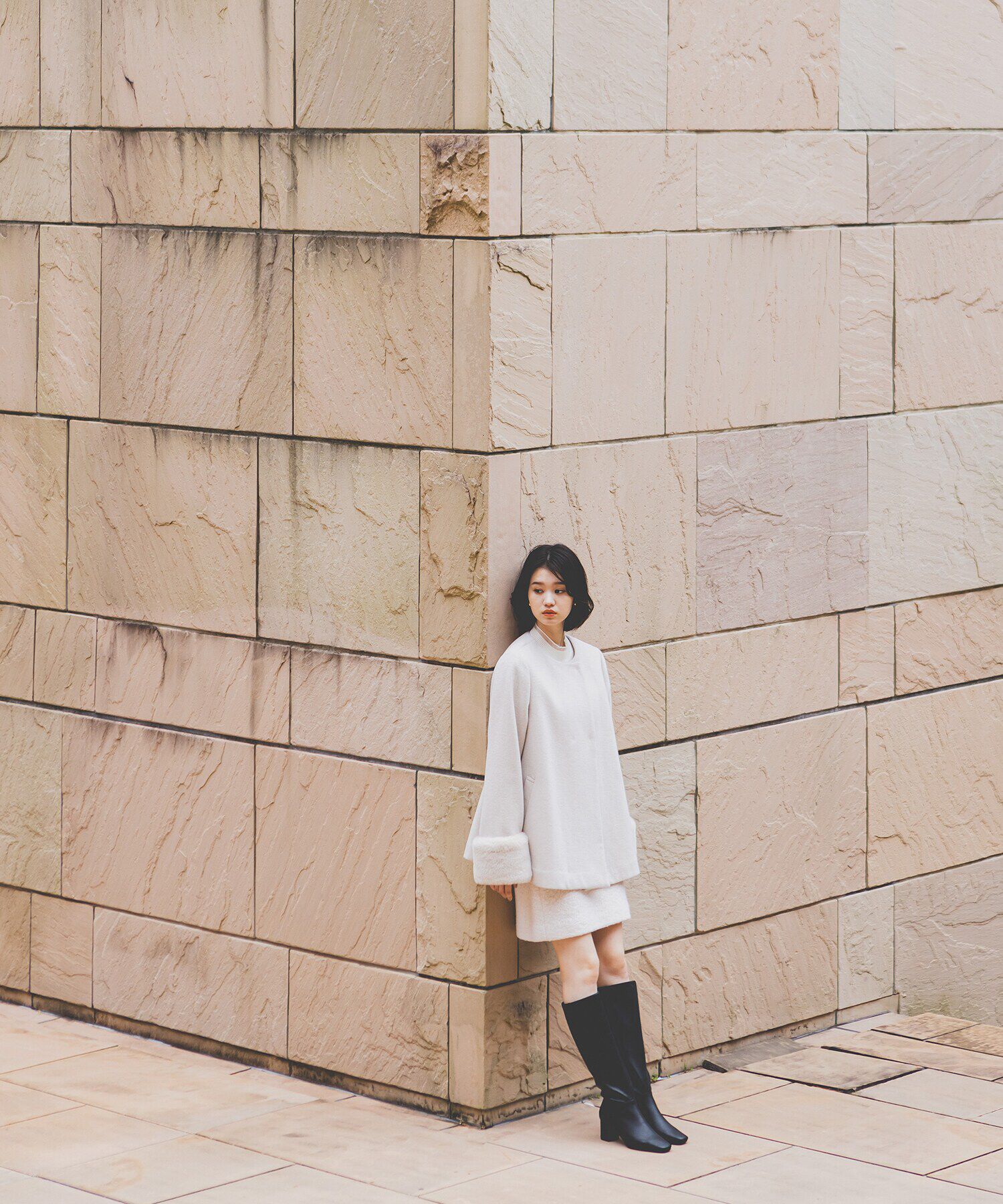  「フェイクファースリーブハーフコート　24AW」|ブルゾン・スタジャン|