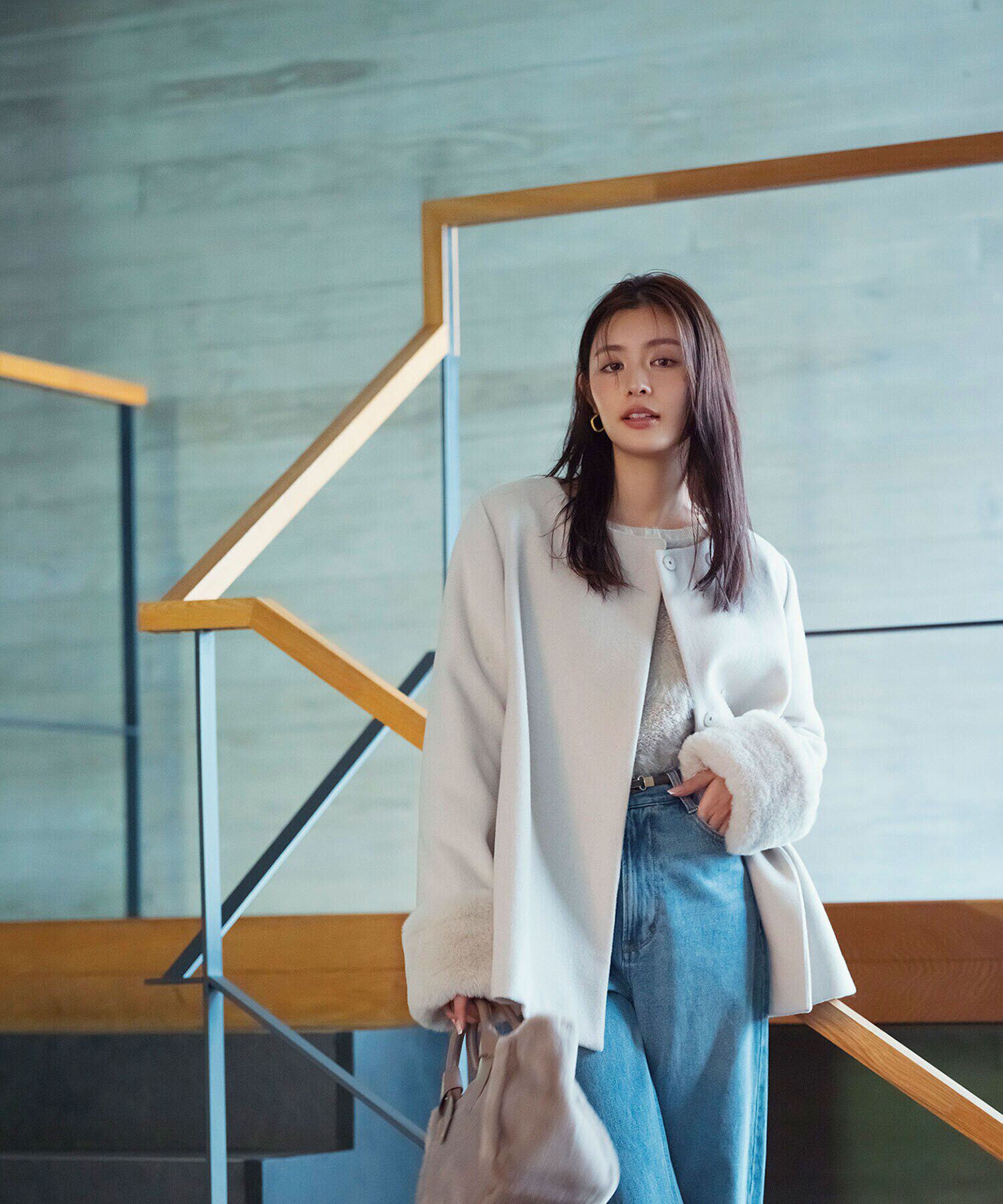  「フェイクファースリーブハーフコート　24AW」|ブルゾン・スタジャン|