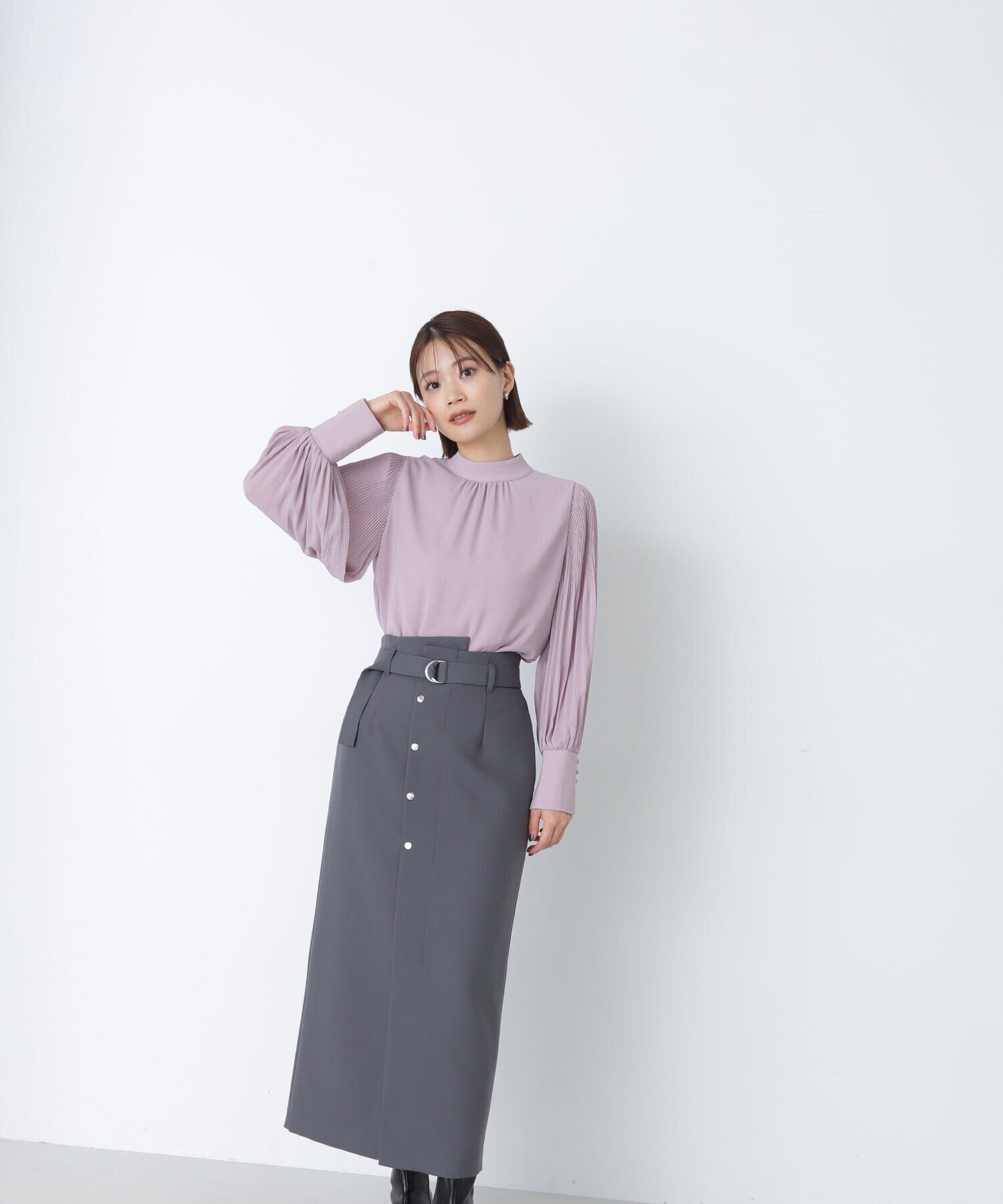  「メタルポイントラップナロースカート」|スカート|