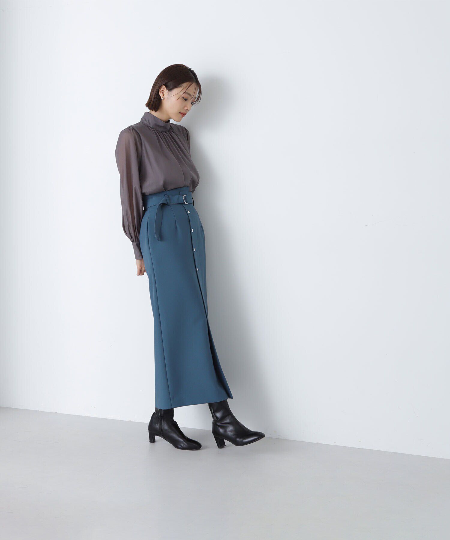  「メタルポイントラップナロースカート」|スカート|