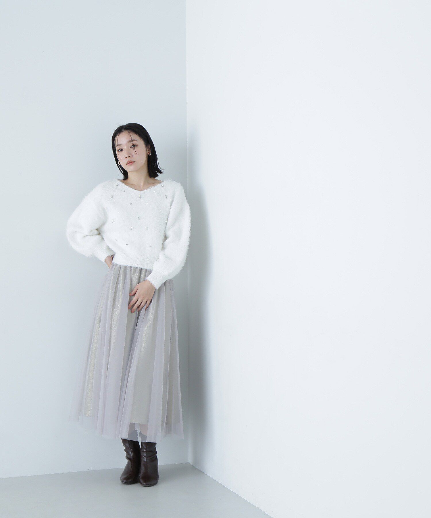  「チュールレイヤードラメフレアスカート」|スカート|