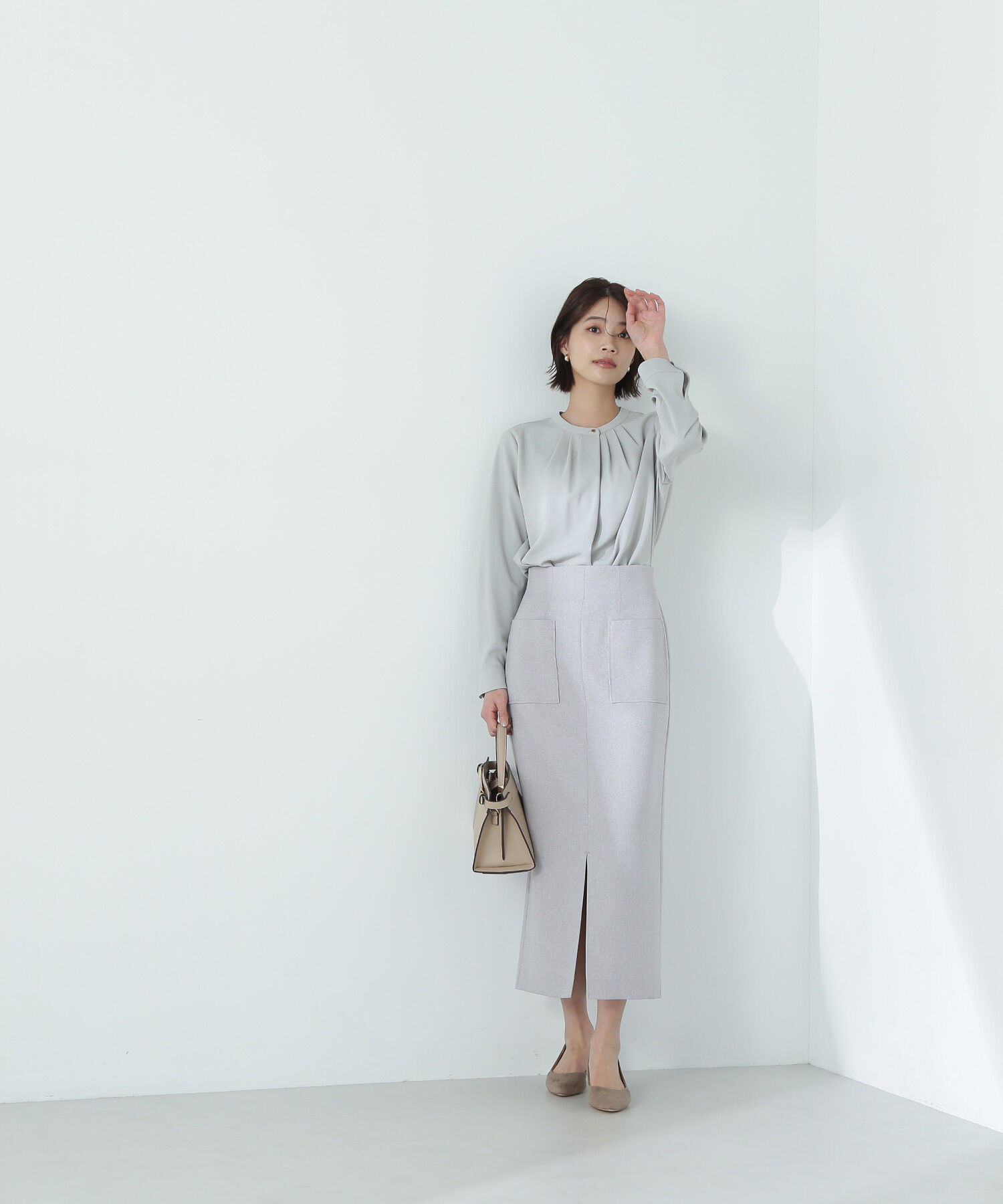  「アウトポケットナロースカート」|スカート|ライトベージ