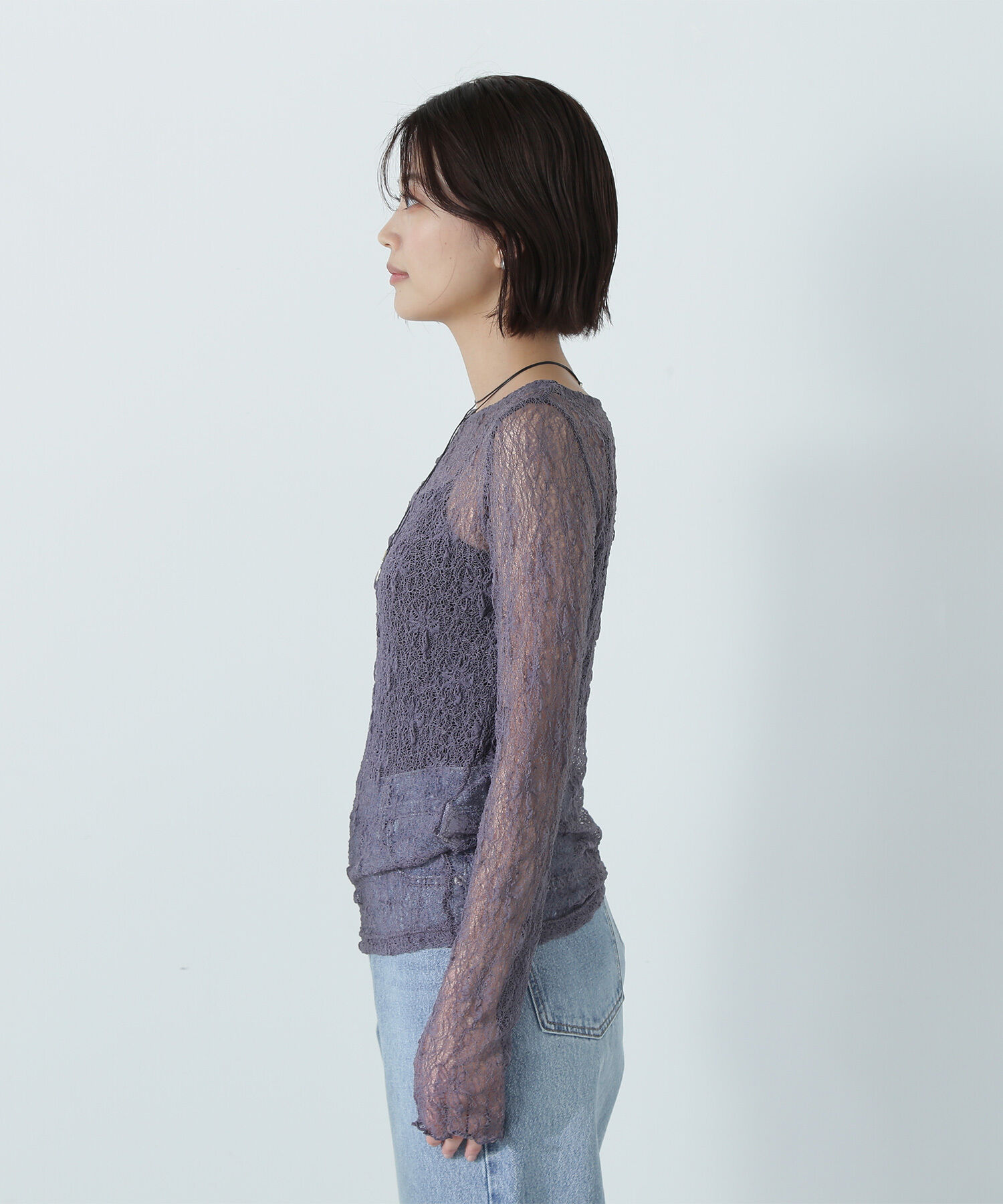  「ソフトシアーレースカットソー」|Tシャツ・カットソー|