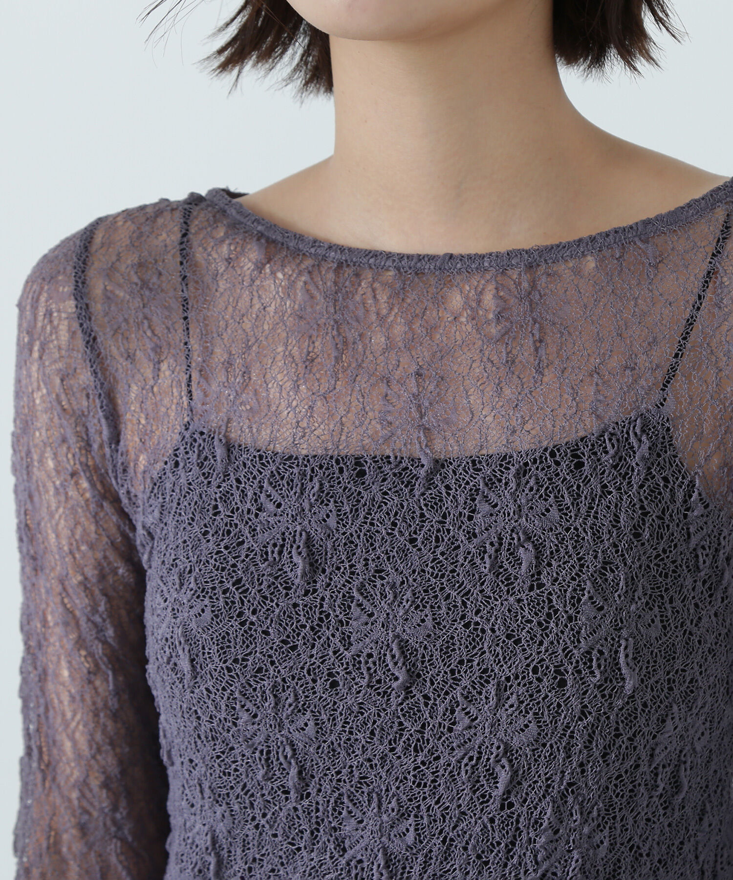  「ソフトシアーレースカットソー」|Tシャツ・カットソー|