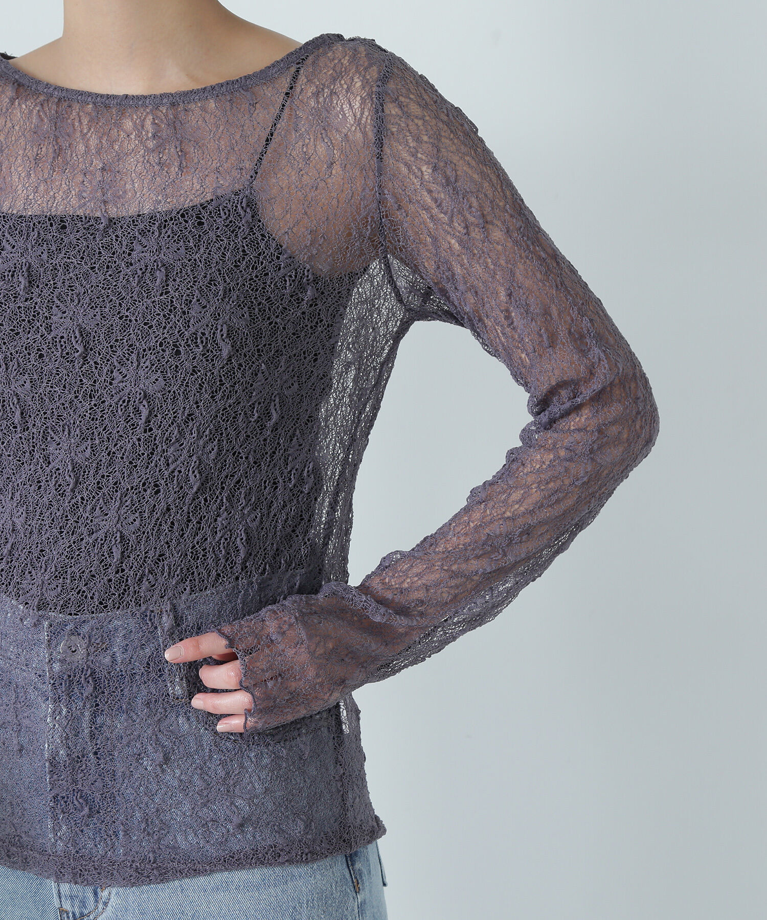  「ソフトシアーレースカットソー」|Tシャツ・カットソー|