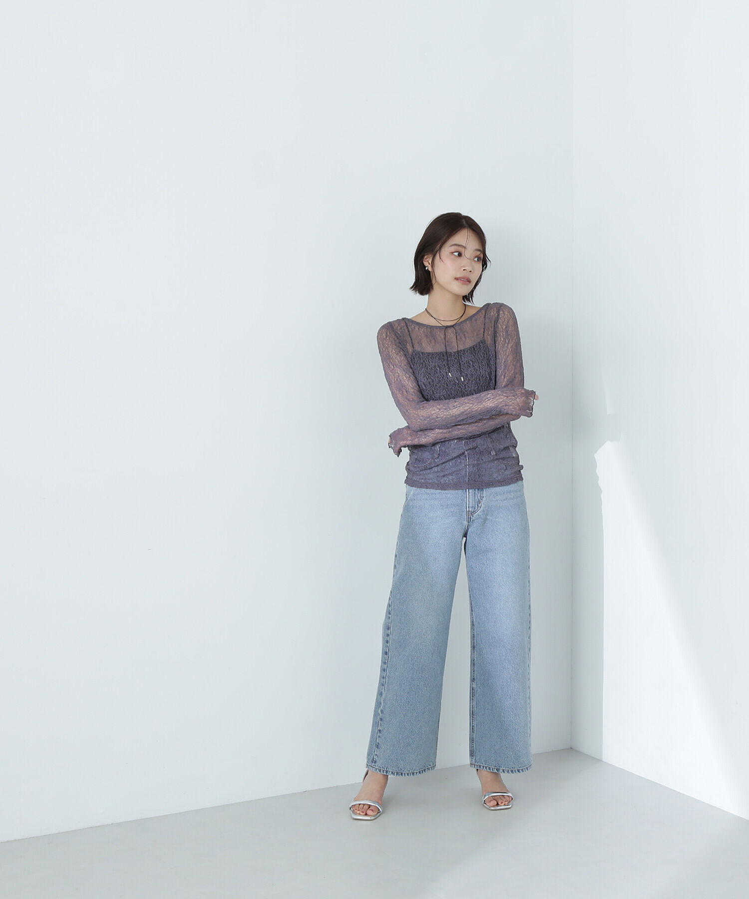  「ソフトシアーレースカットソー」|Tシャツ・カットソー|