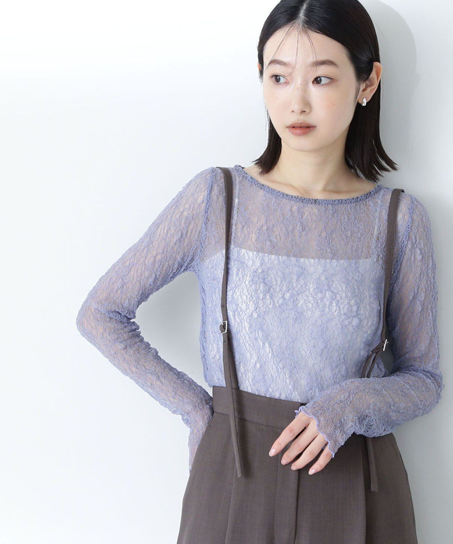  「ソフトシアーレースカットソー」|Tシャツ・カットソー|