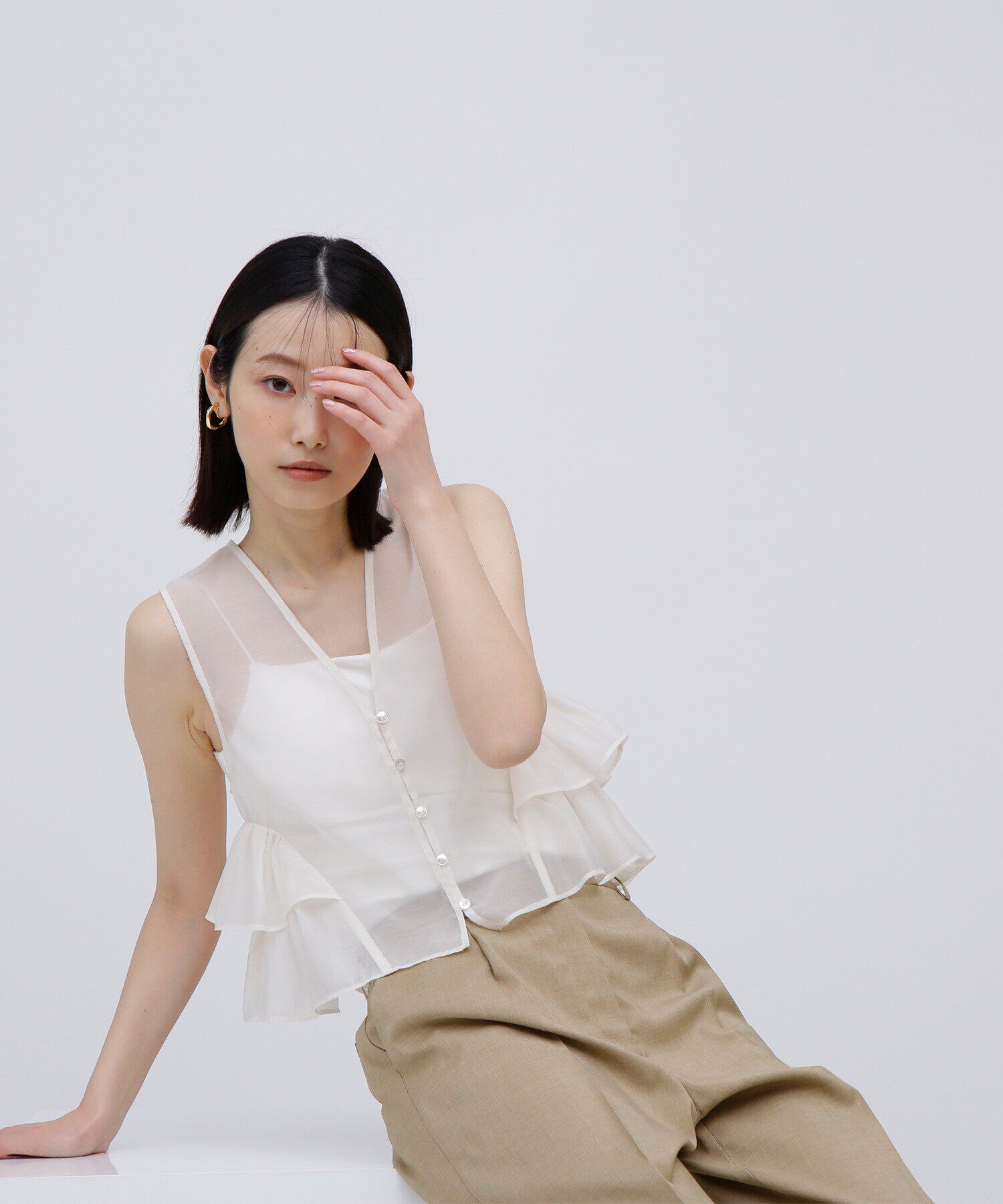  「シアーティアードフリルブラウス」|シャツ・ブラウス|オフ1