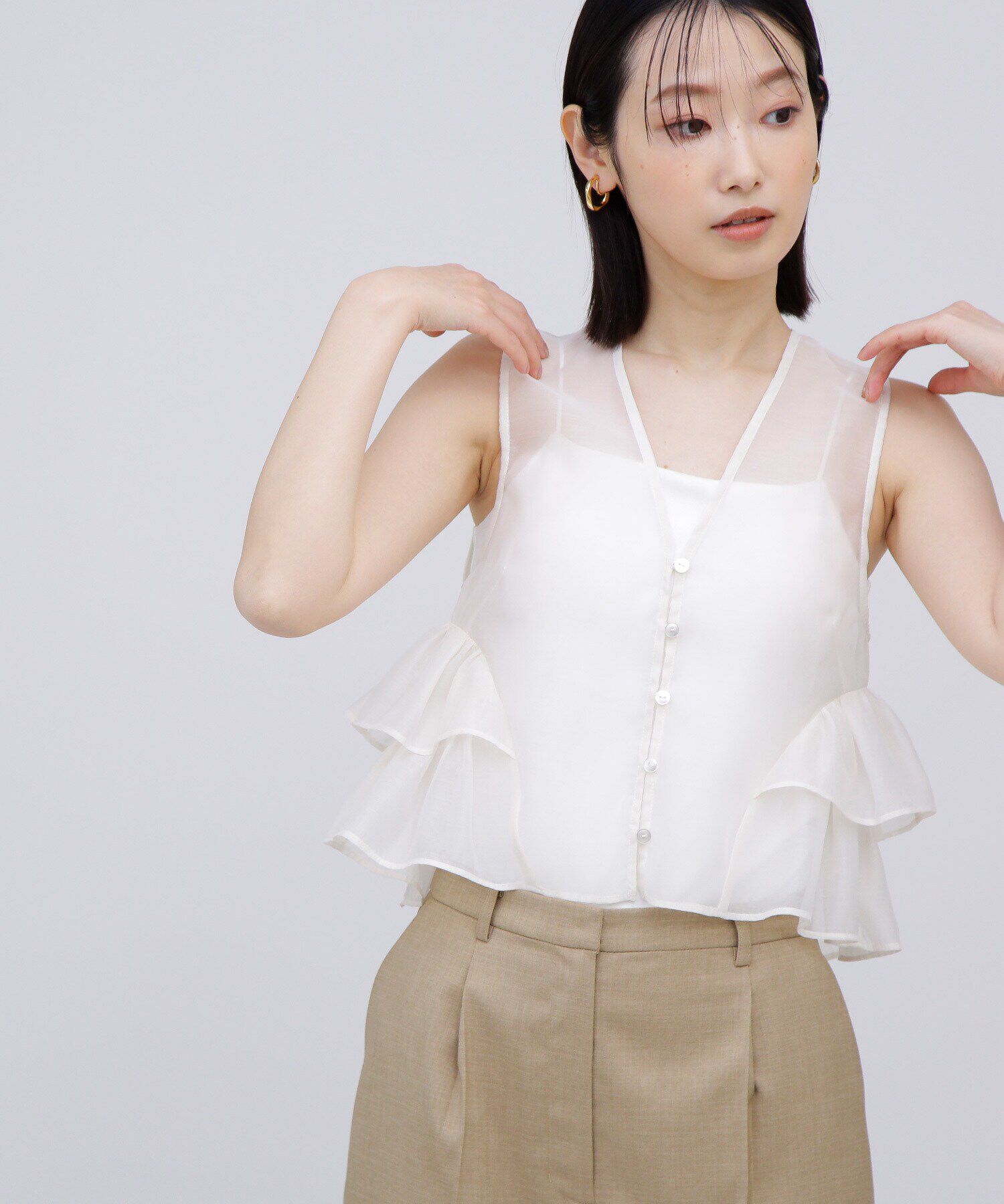 「シアーティアードフリルブラウス」|シャツ・ブラウス|