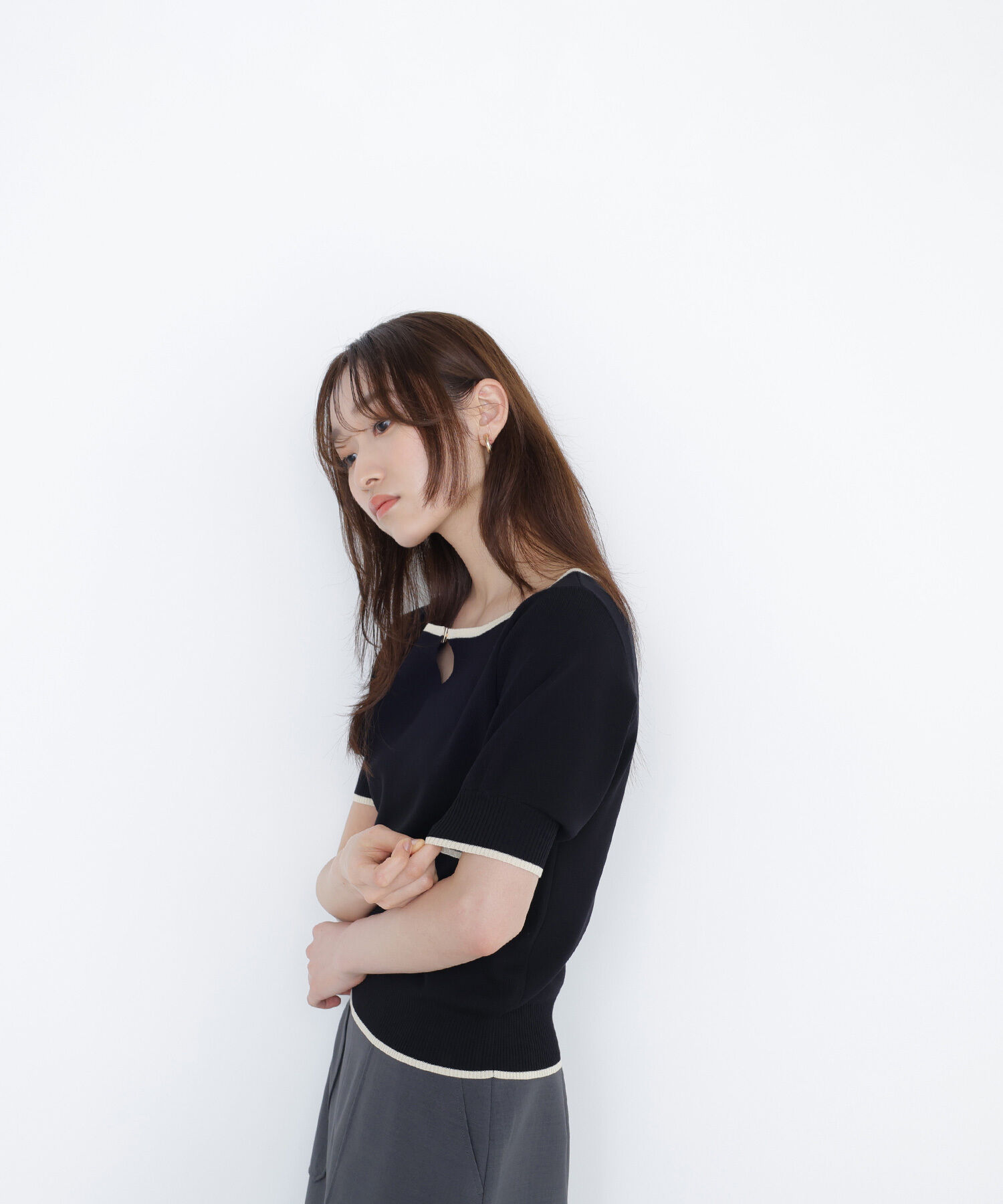  「バイカラーメタルポイントニット」|ニット・セーター|