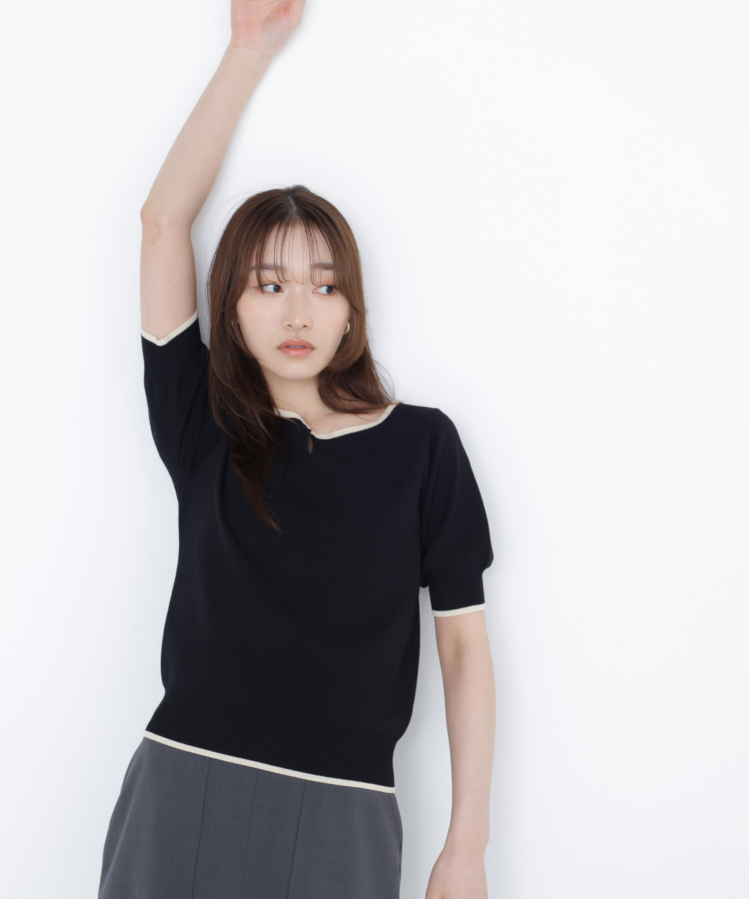  「バイカラーメタルポイントニット」|ニット・セーター|