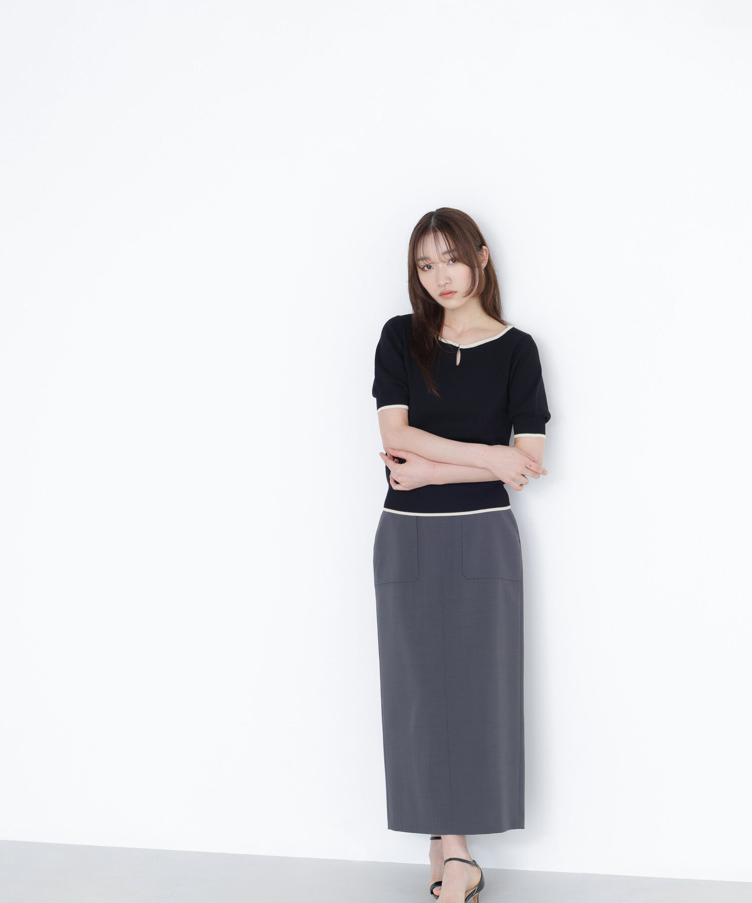  「バイカラーメタルポイントニット」|ニット・セーター|