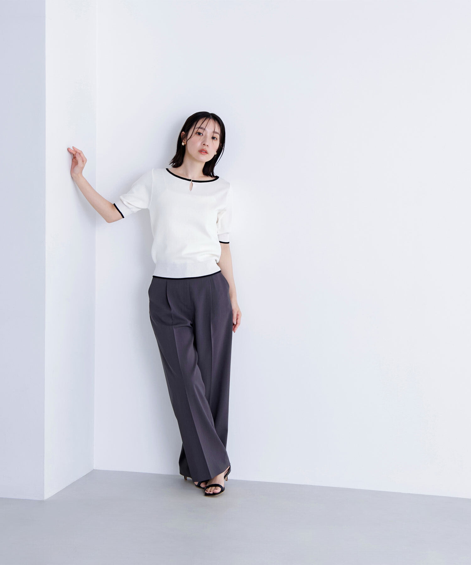  「バイカラーメタルポイントニット」|ニット・セーター|