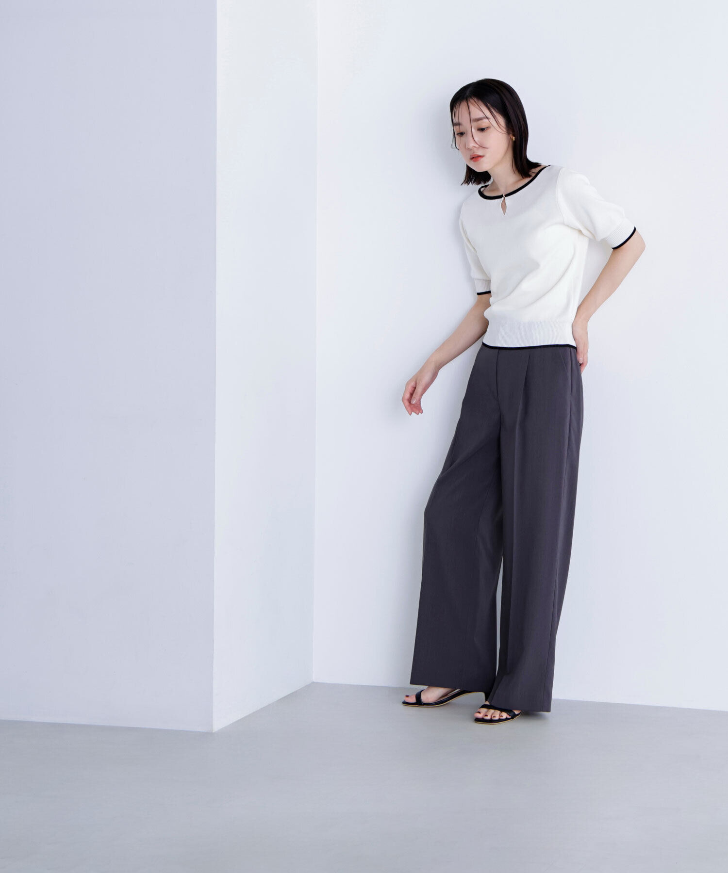  「バイカラーメタルポイントニット」|ニット・セーター|