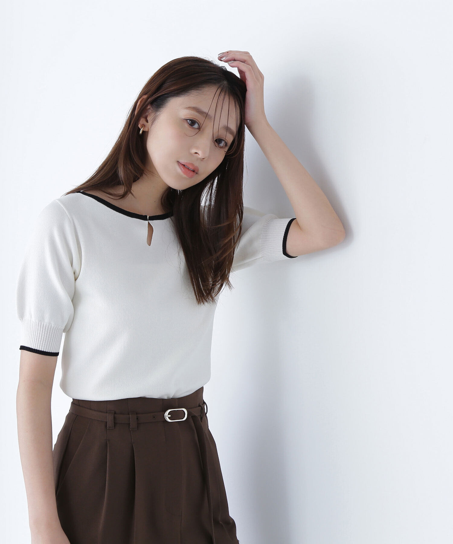  「バイカラーメタルポイントニット」|ニット・セーター|