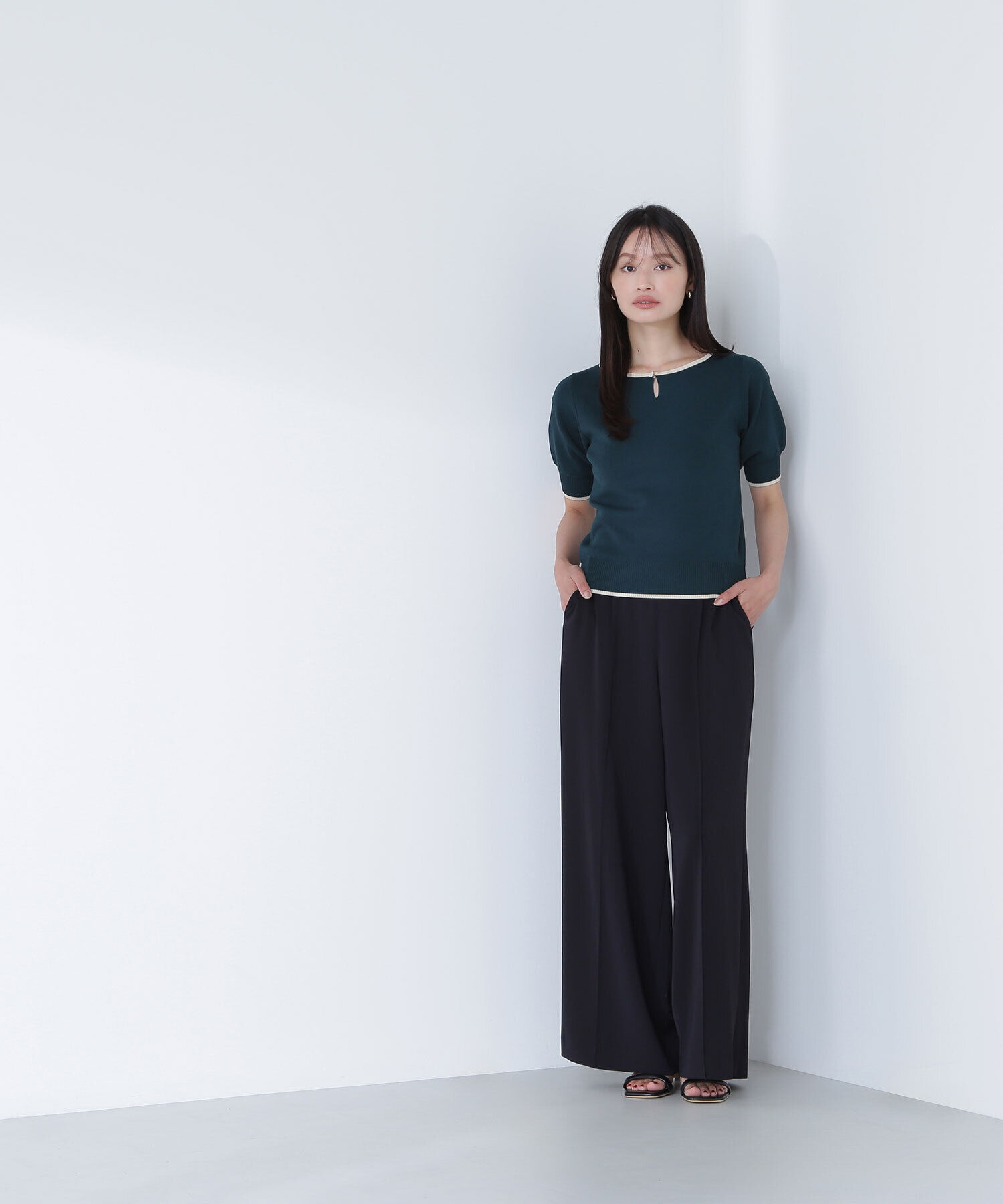  「バイカラーメタルポイントニット」|ニット・セーター|