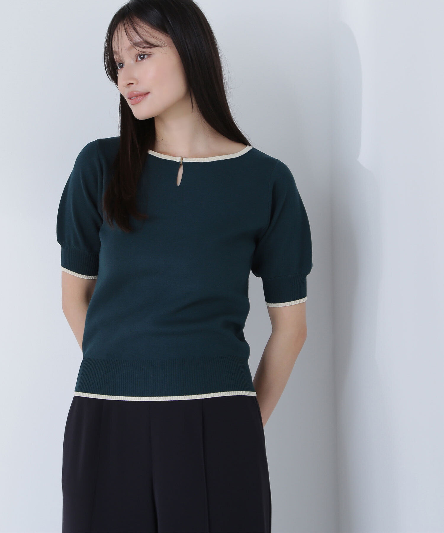  「バイカラーメタルポイントニット」|ニット・セーター|