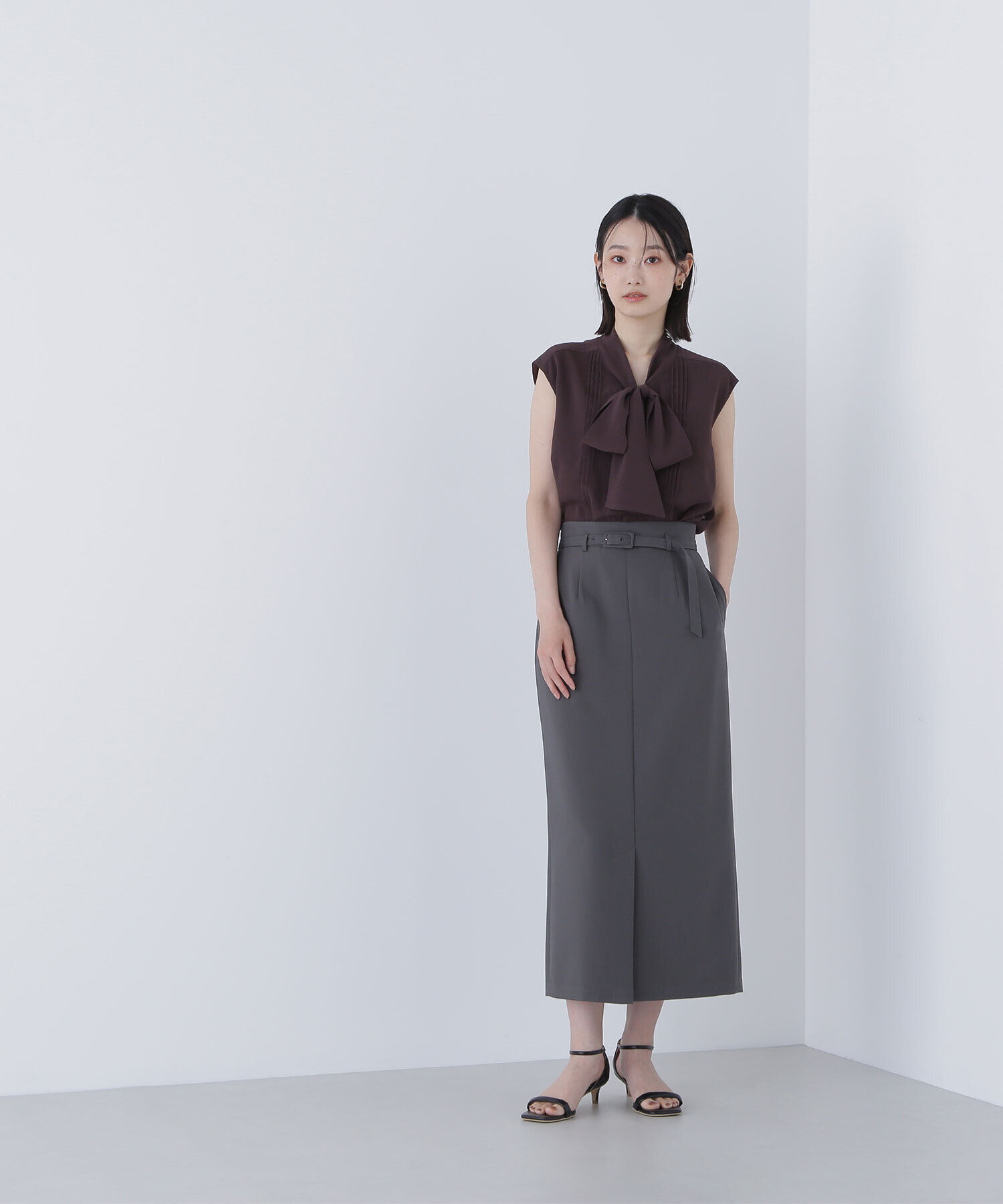  「ベルテッドリネンライクナロースカート」|スカート|