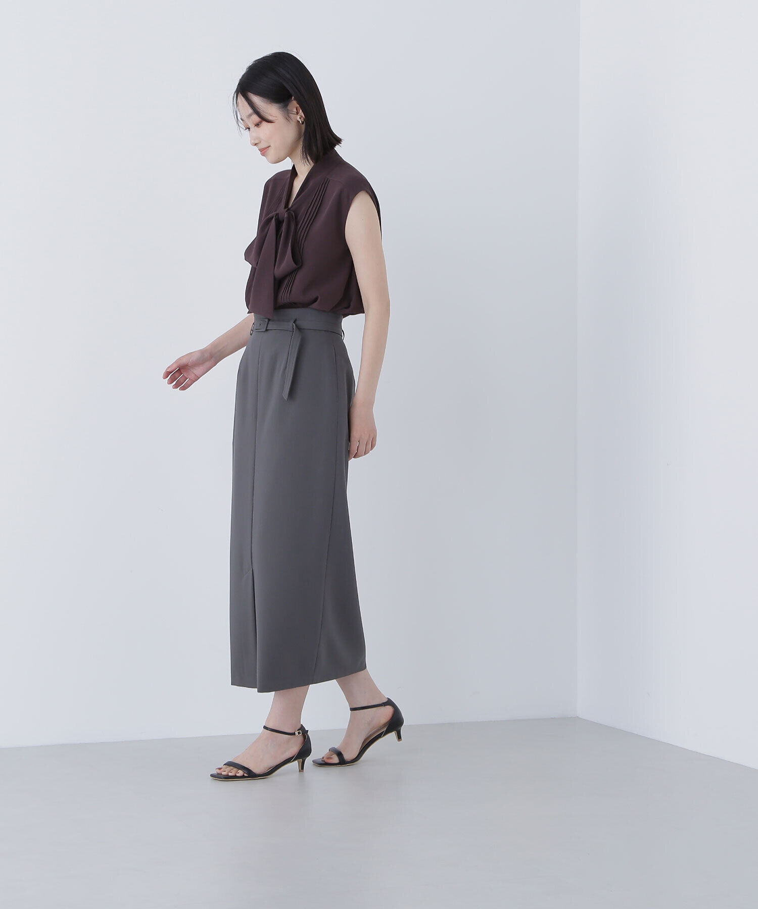  「ベルテッドリネンライクナロースカート」|スカート|