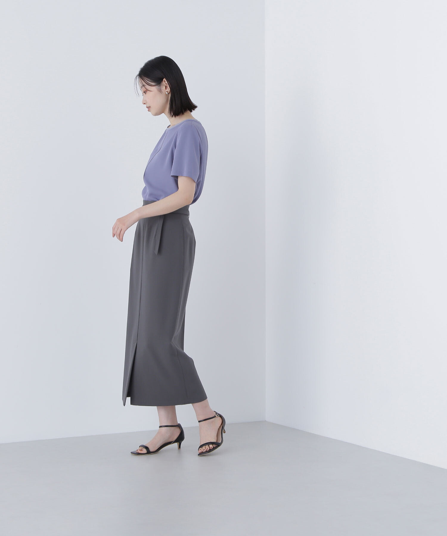  「ベルテッドリネンライクナロースカート」|スカート|