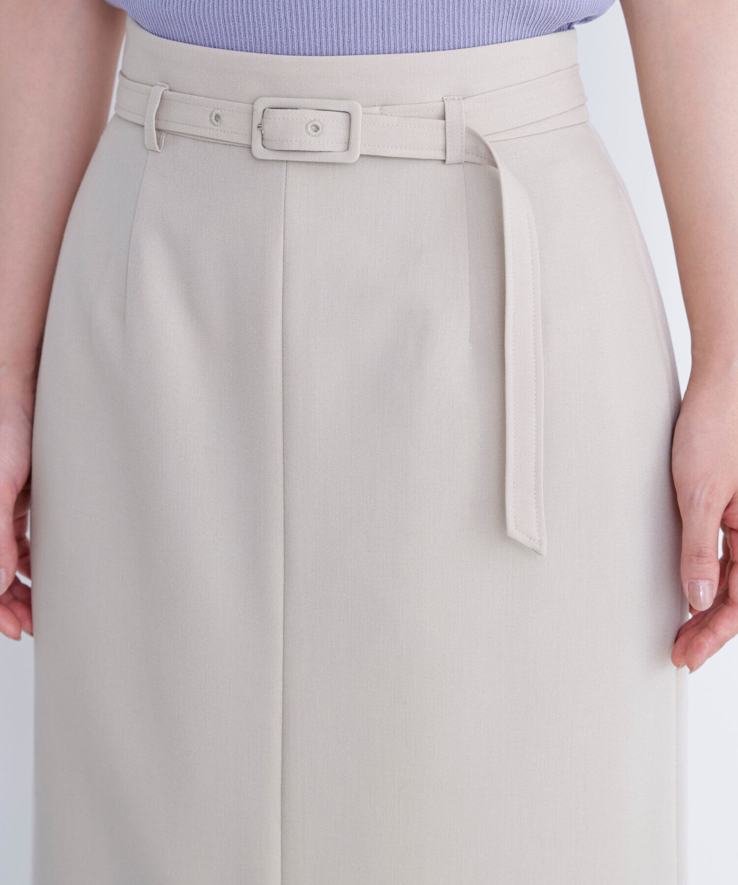  「ベルテッドリネンライクナロースカート」|スカート|