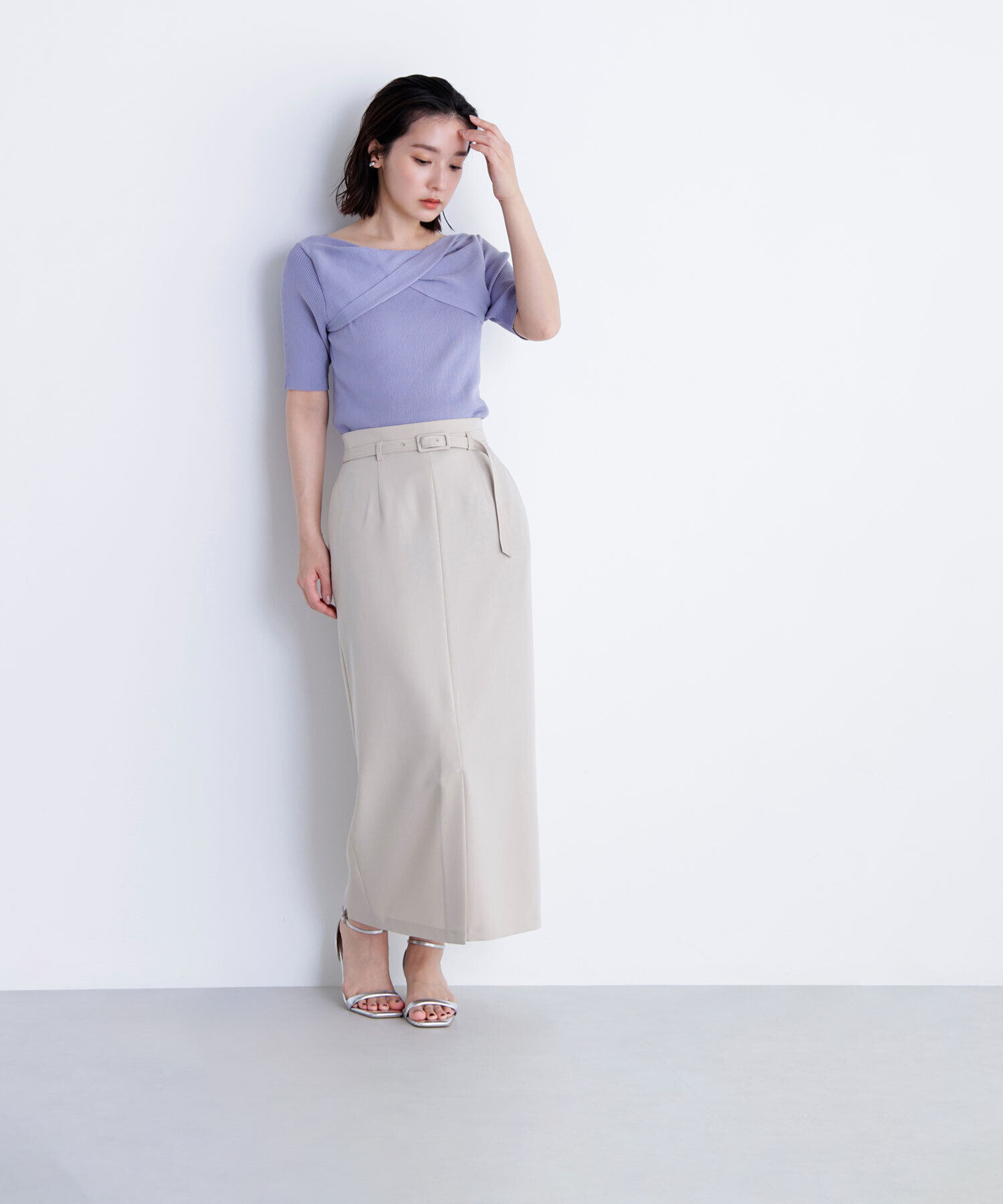  「ベルテッドリネンライクナロースカート」|スカート|