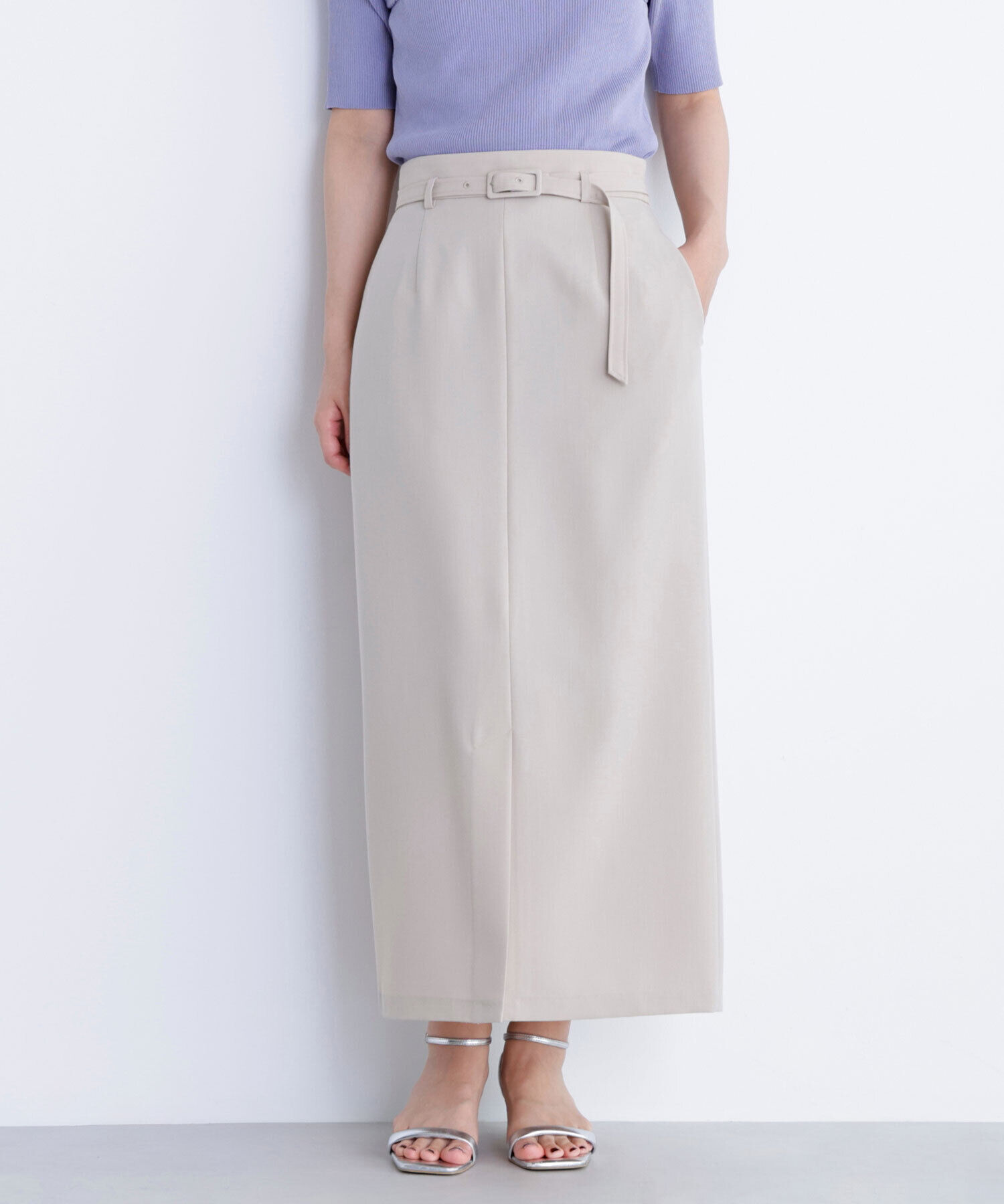  「ベルテッドリネンライクナロースカート」|スカート|