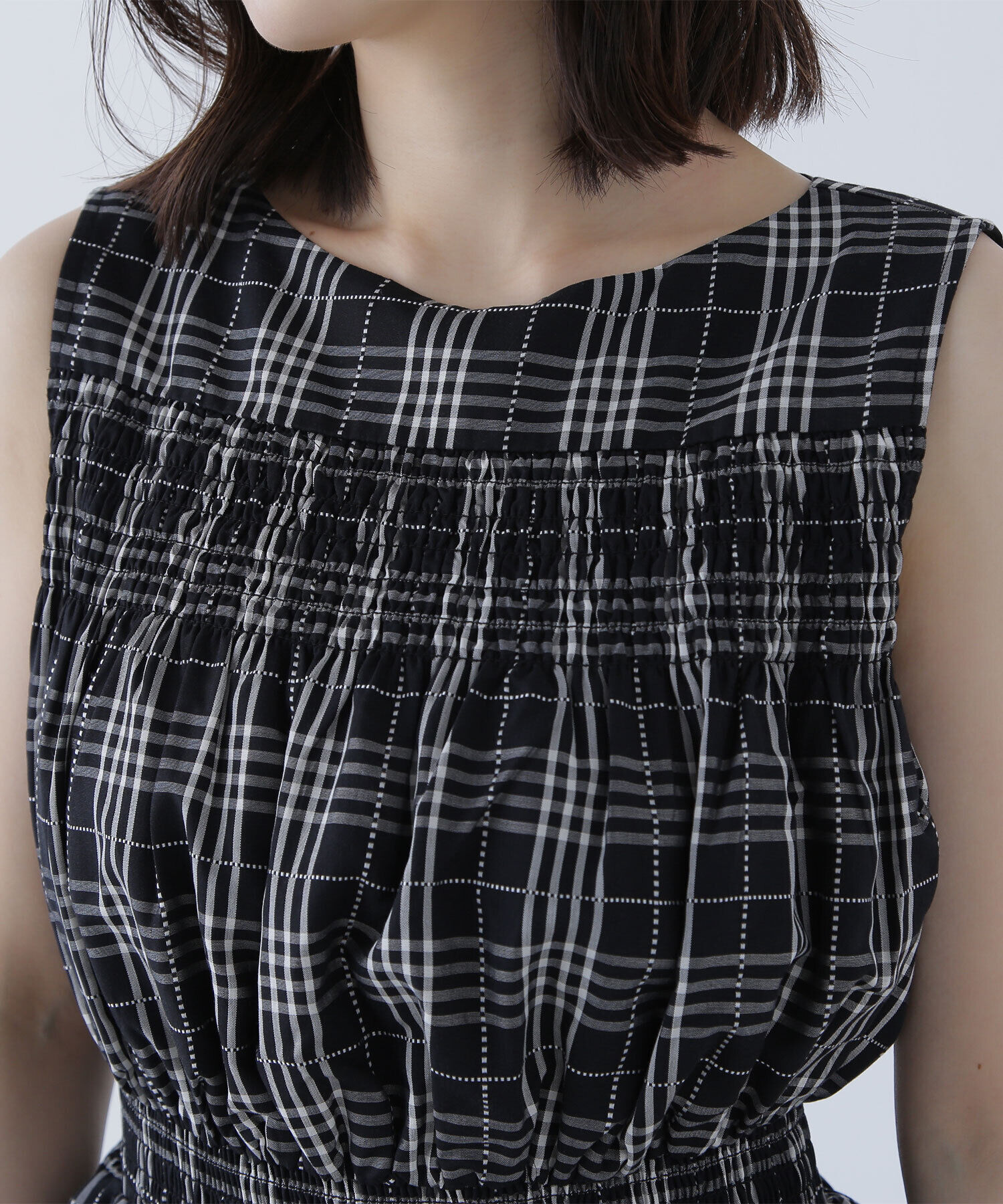  「モノトーンチェックワンピース」|ワンピース|