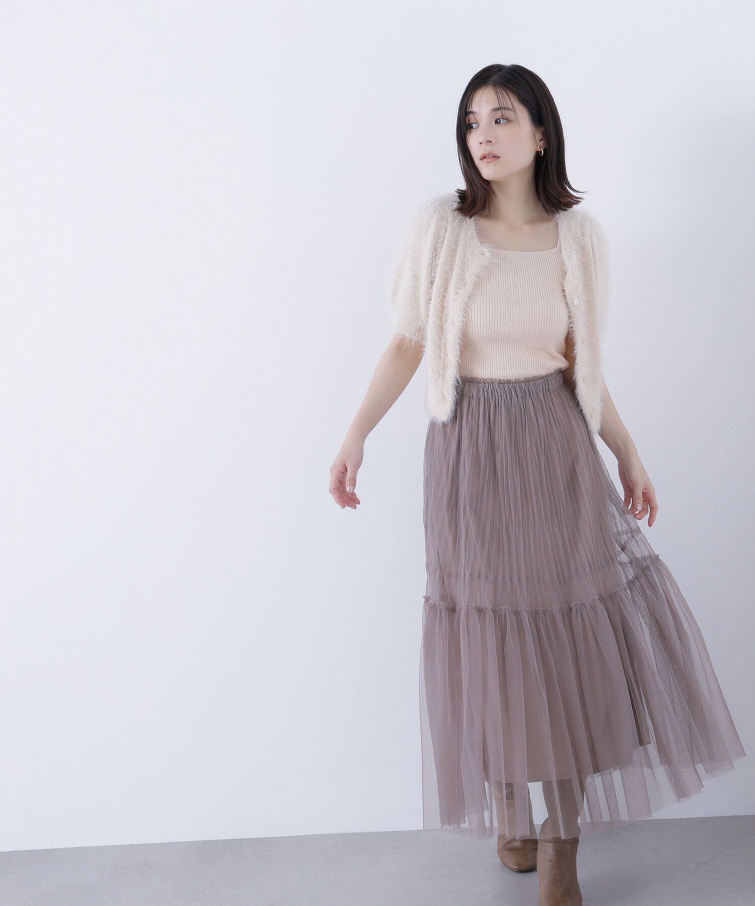  「ハーフスリーブシャギーアンサンブル」|ニット・セーター|