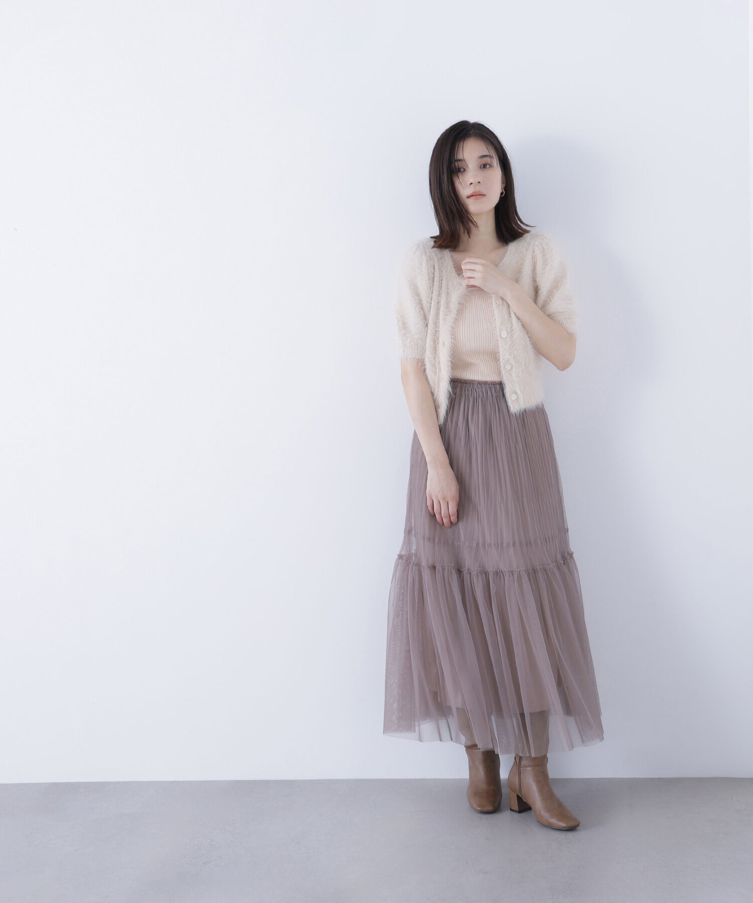  「ハーフスリーブシャギーアンサンブル」|ニット・セーター|