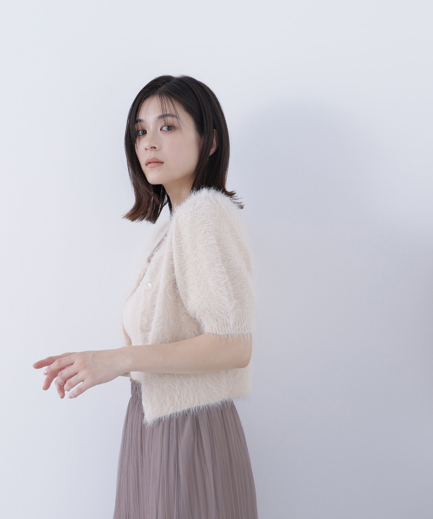  「ハーフスリーブシャギーアンサンブル」|ニット・セーター|