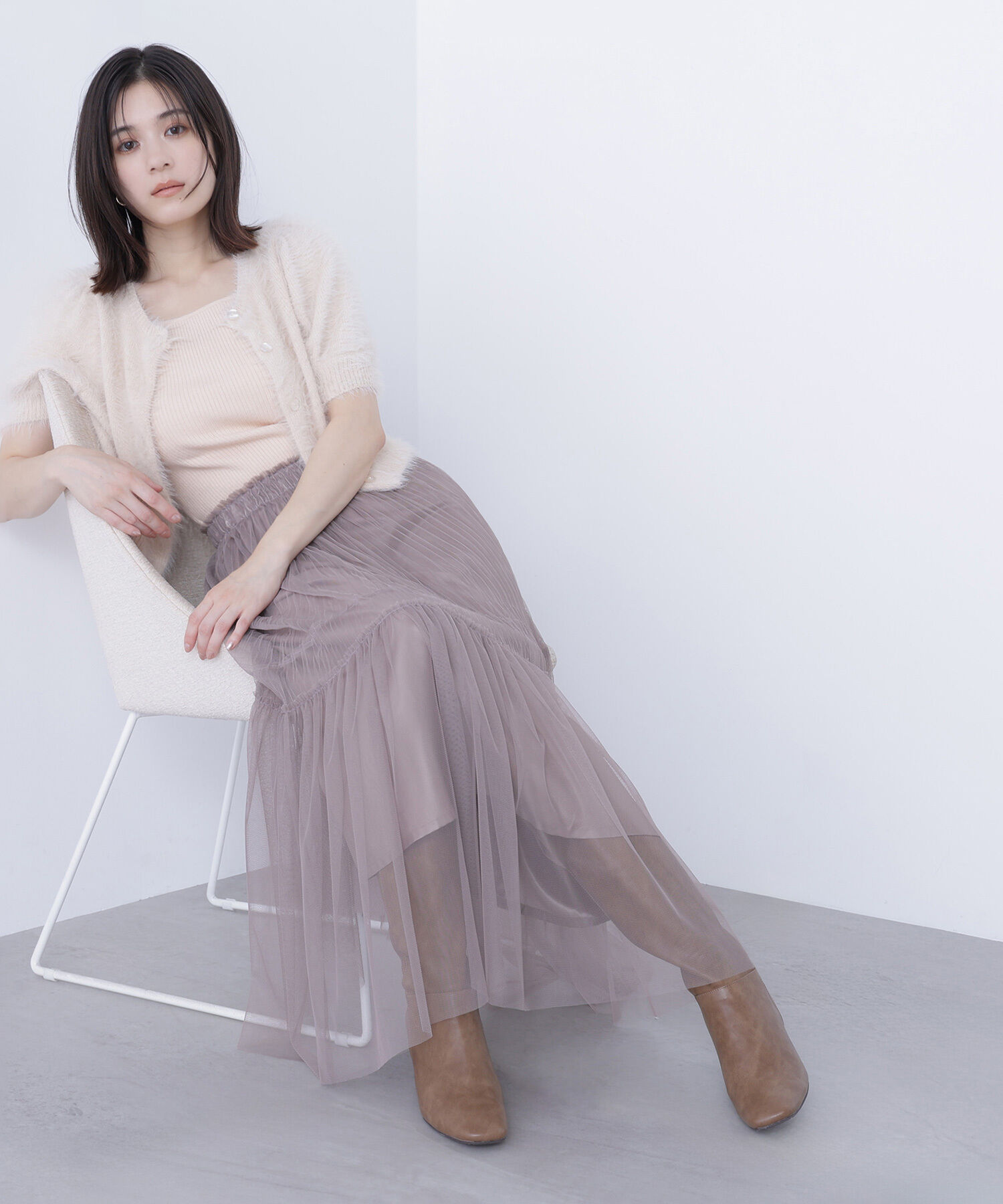  「ハーフスリーブシャギーアンサンブル」|ニット・セーター|