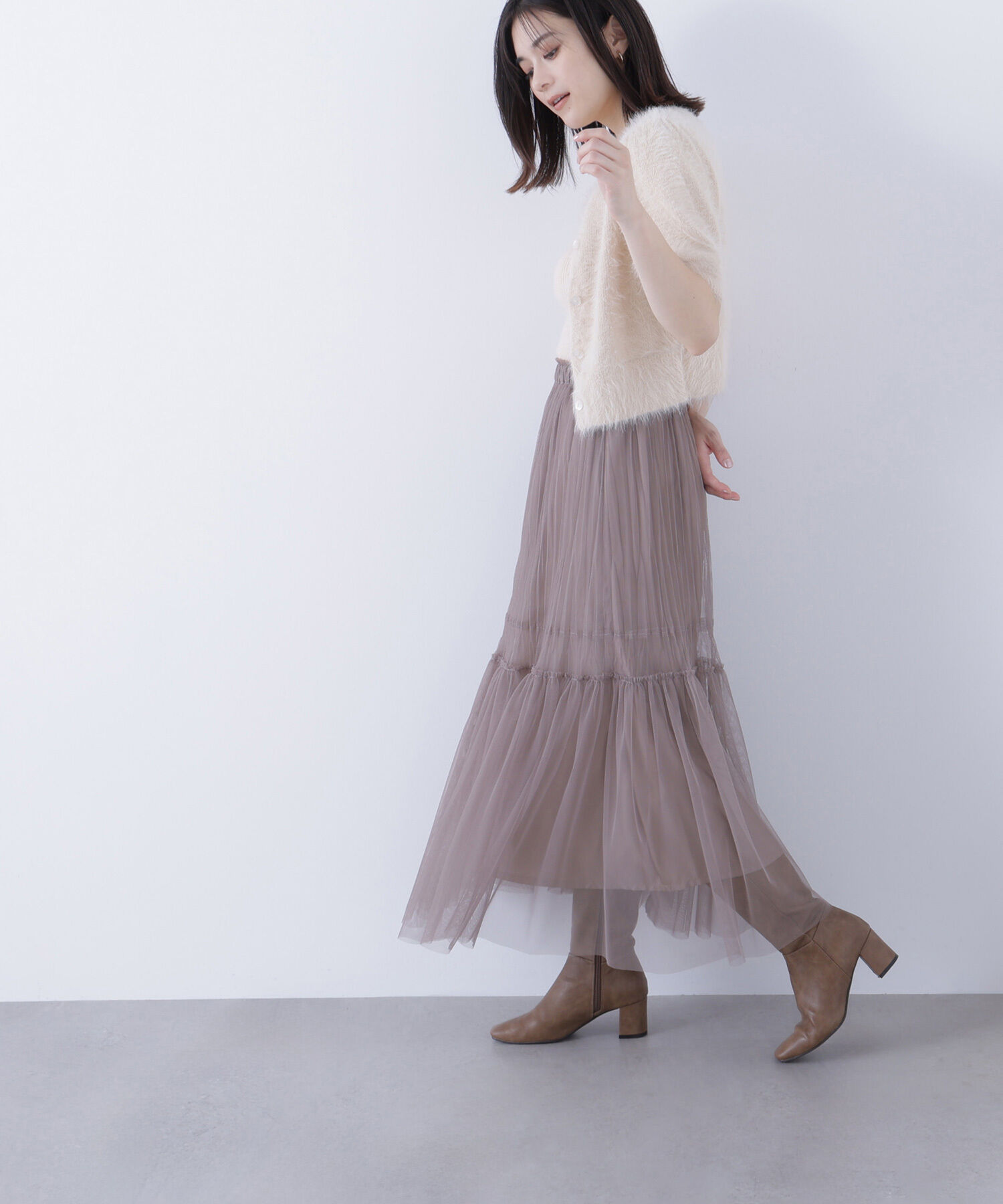  「ハーフスリーブシャギーアンサンブル」|ニット・セーター|